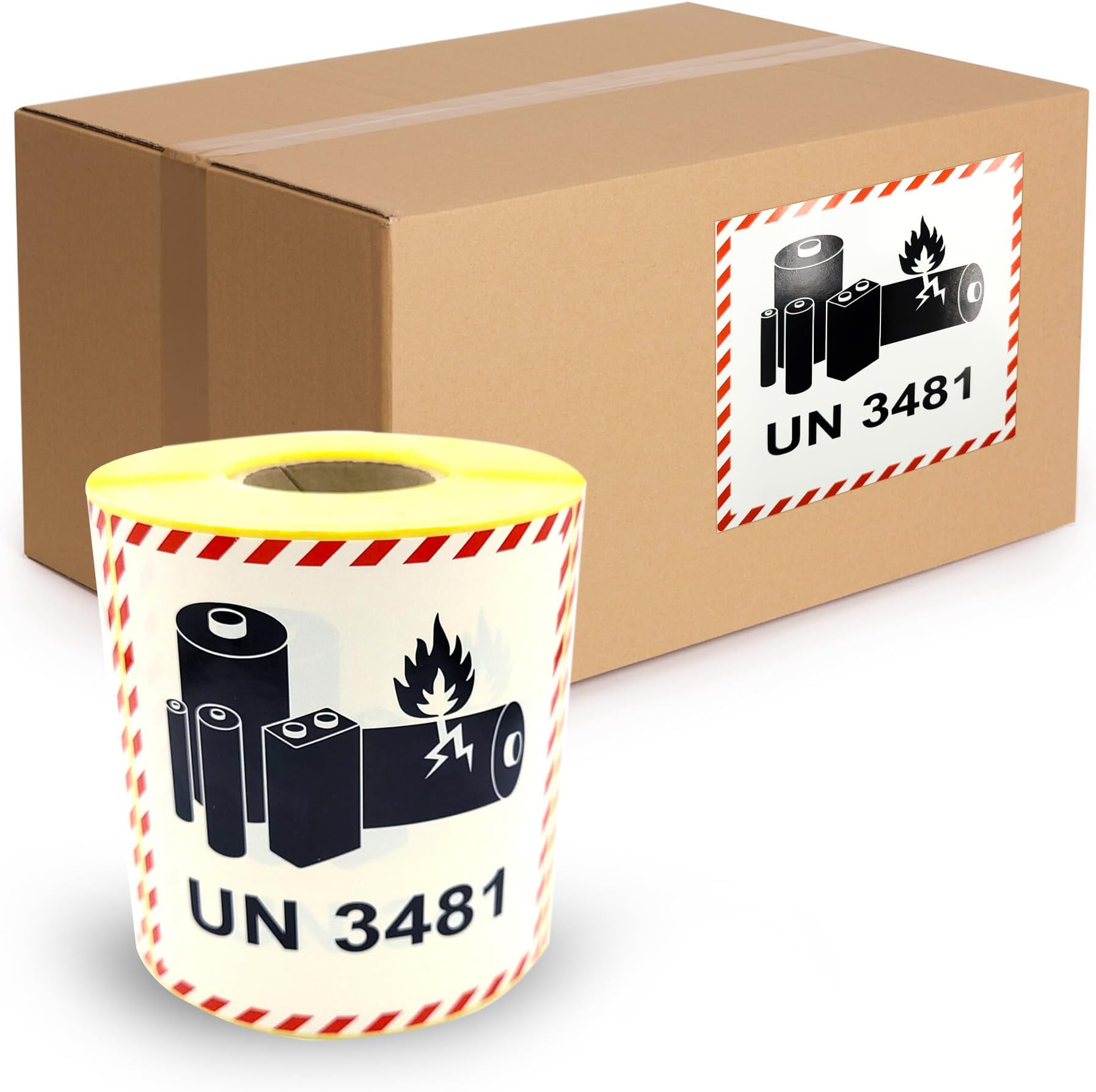 MD Labels 500 Dangerous Goods Labels UN 3481 100 x 100 mm Contains