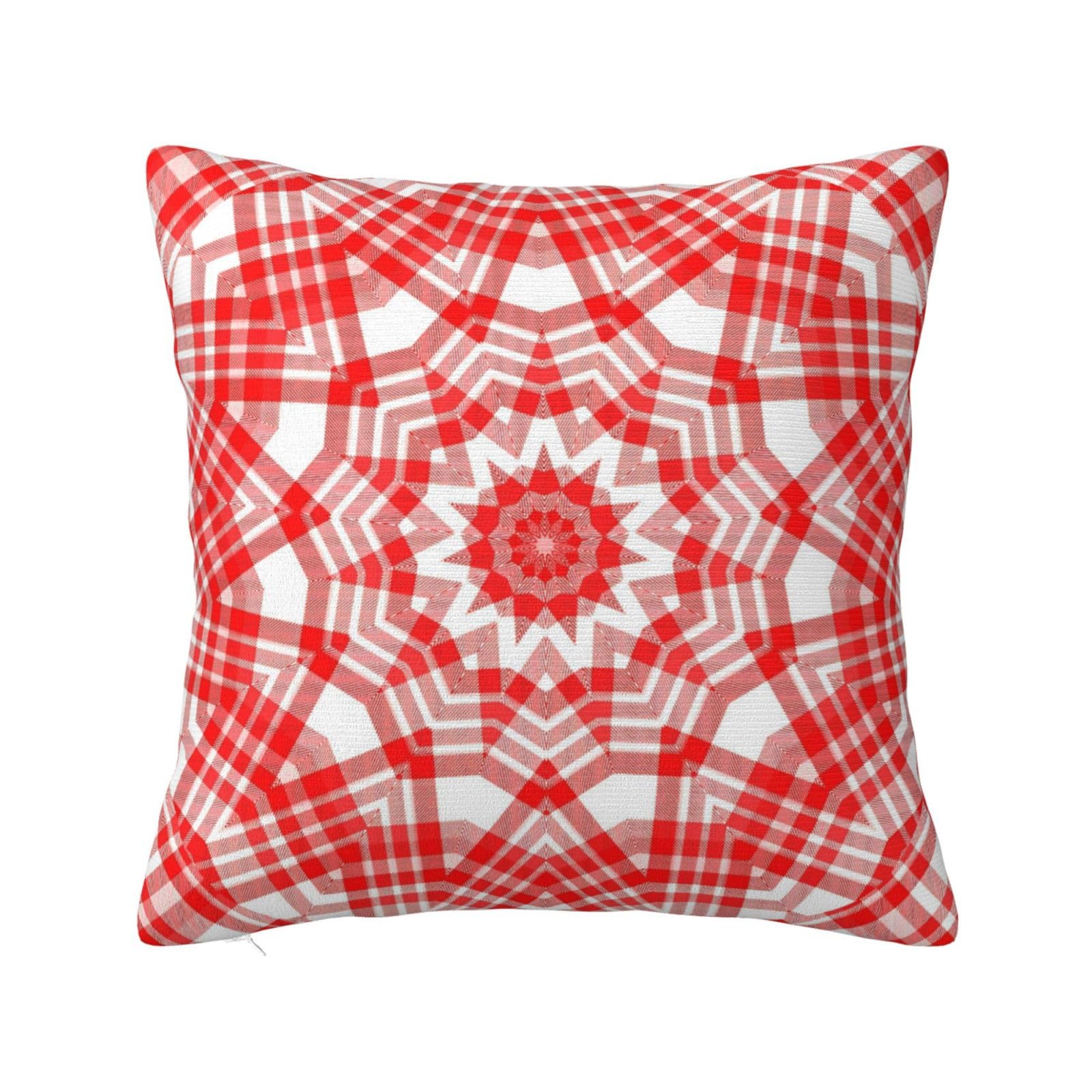 Red White Christmas Plaid Pillowcase 22"x22"