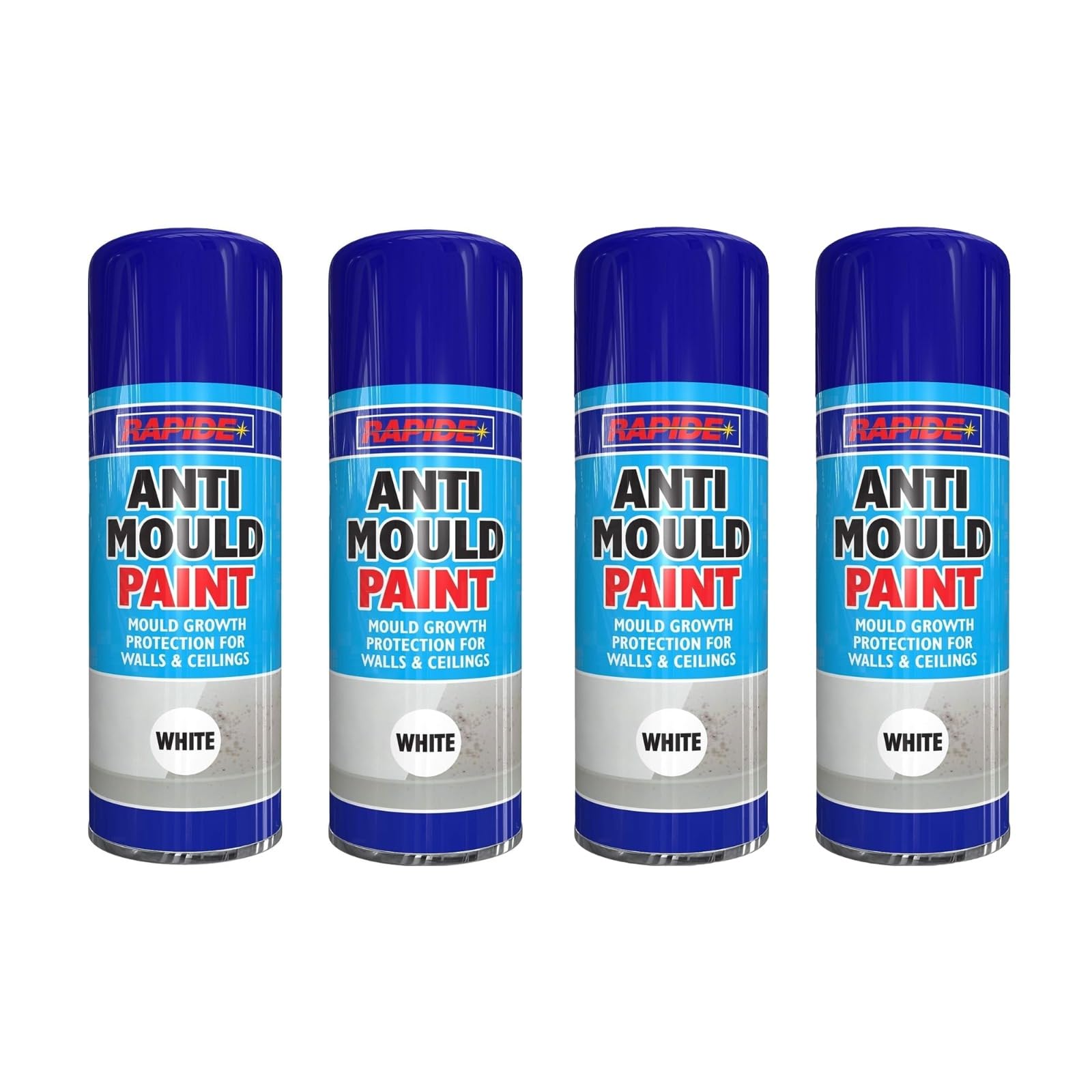 Neel Saanjh Pack Of 4 Anti Mould Wall Spray Paint White, Reduces Wet Walls Ceilings Anti-Mould, Mould Growth Protection For Walls & Ceilings, Excellent Coverage (Pack Of 4)