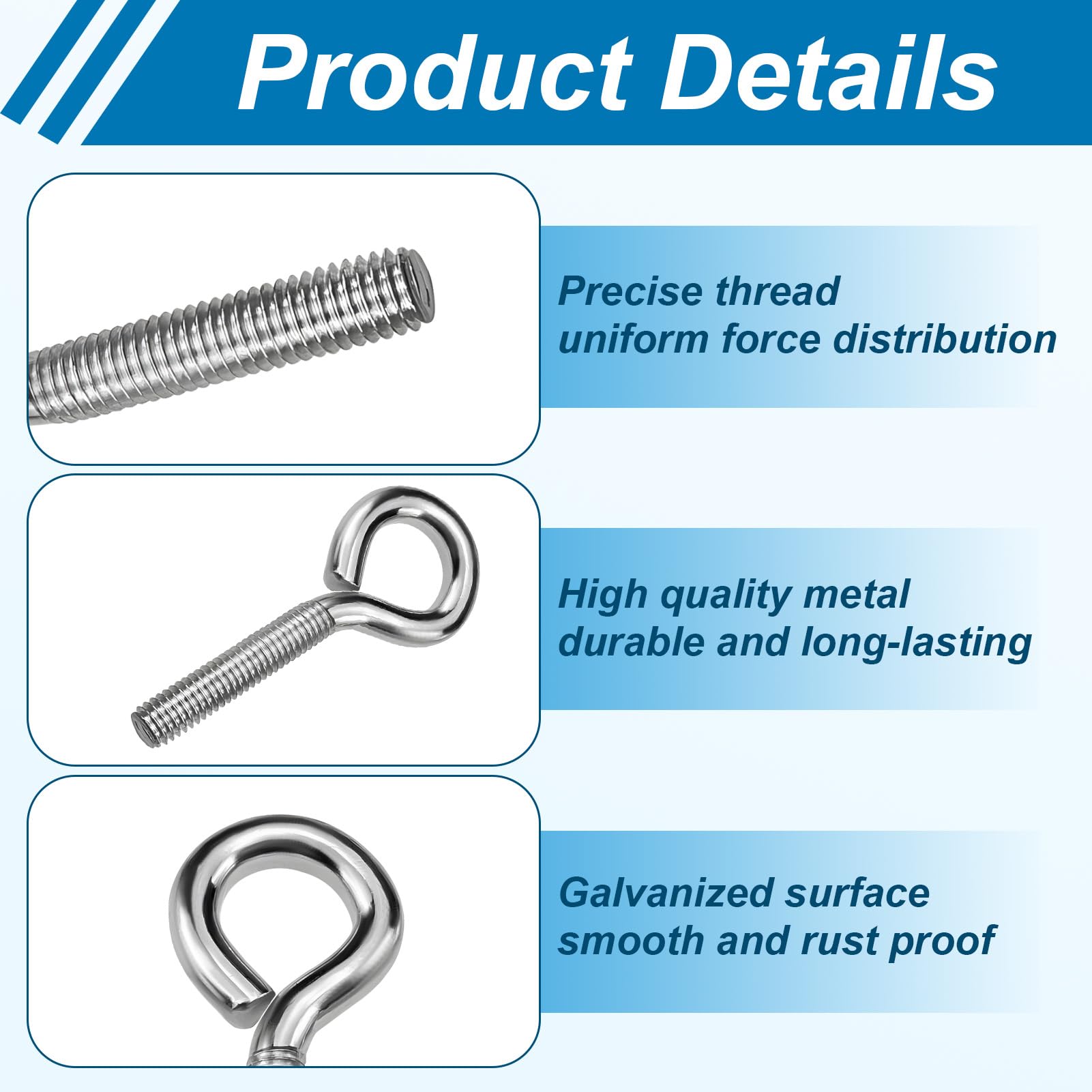 3 Pcs Hooks and Eyes Metal Expansion Bolts - Image 3
