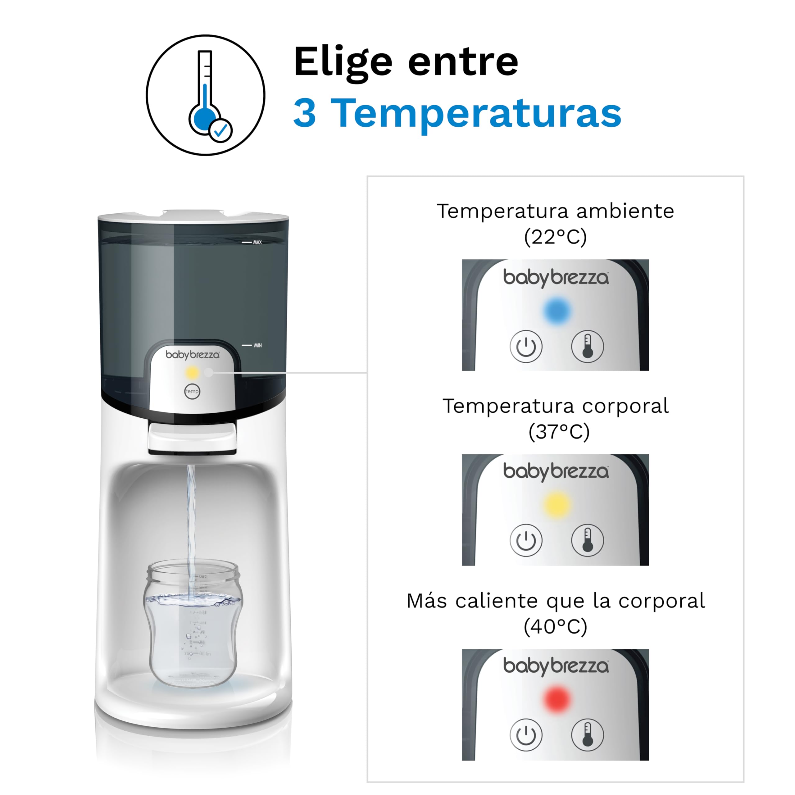 Baby Brezza - Instant Warmer - Calentador de Agua Instantáneo para Biberones - 3 Temperaturas, Compatible y Depósito Grande - Dispensador de Agua Caliente 24/7 - Preparador de Biberones Instantáneo