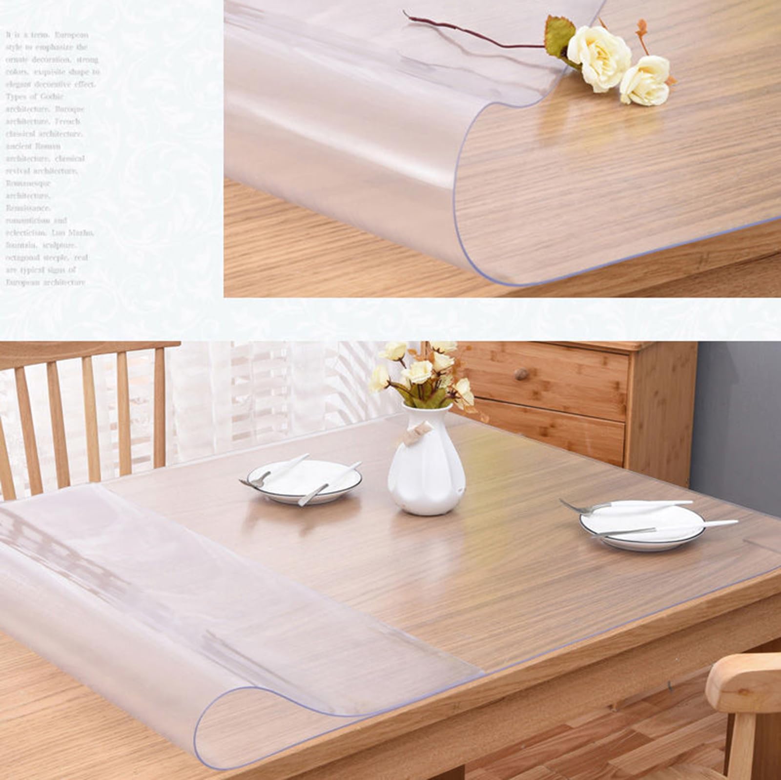 Tovaglietta impermeabile in PVC satinato, 2,0 mm, antigraffio, antiscivolo, per ristoranti e uffici, facile da pulire (80 x 240 cm)