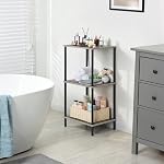 3 Tier Tall Side Table Small Telephone Table Stand with Storage Shelves 31.6 Inch Tall End Table Night Stand for Small Space Living Room Bedroom Bathroom Kitchen, Gray