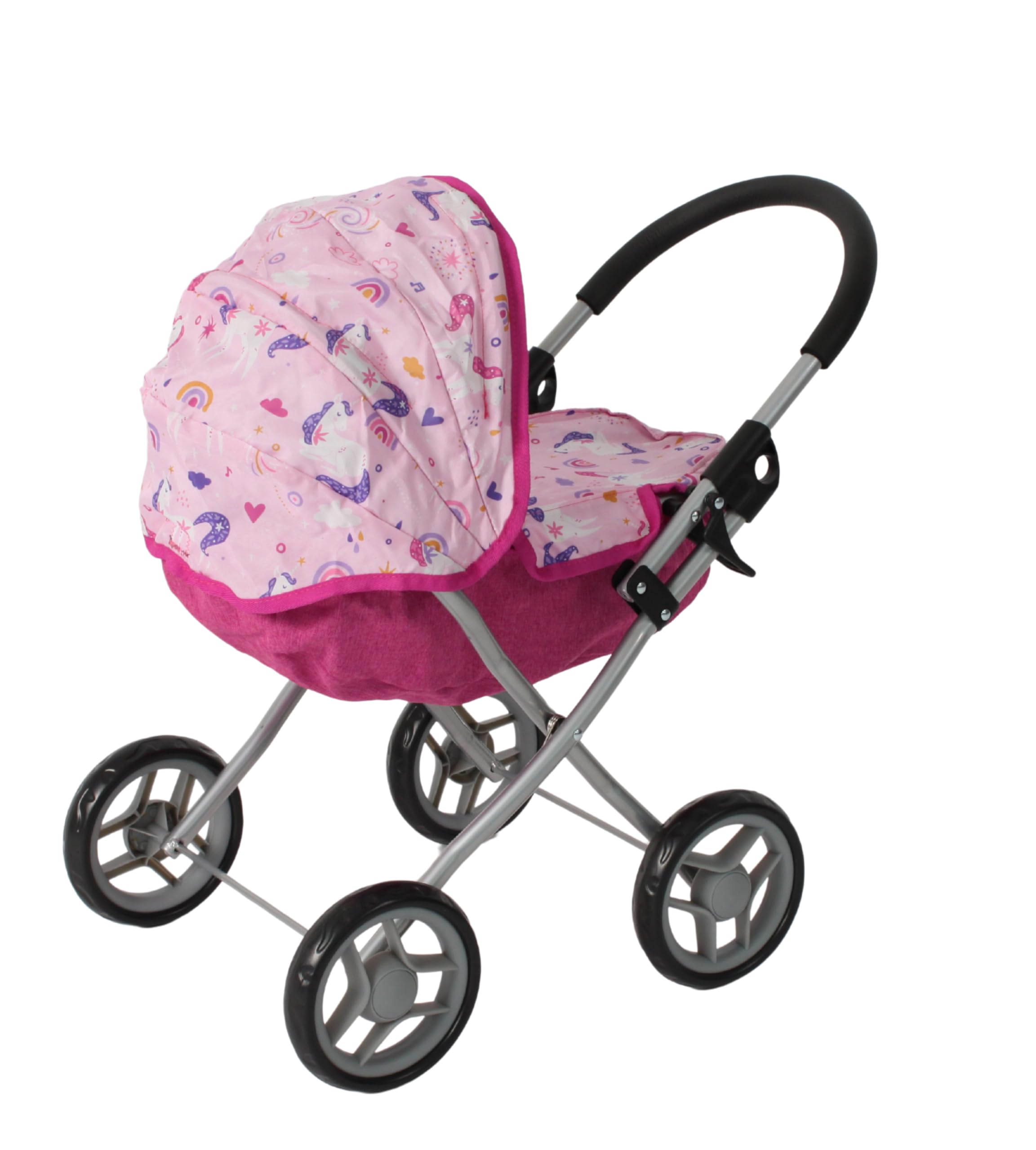 Bayer Chic 2000 - Passeggino per bambole Lilli, piccolo passeggino per le bambole più giovani, unicorno, rosa, 550-75