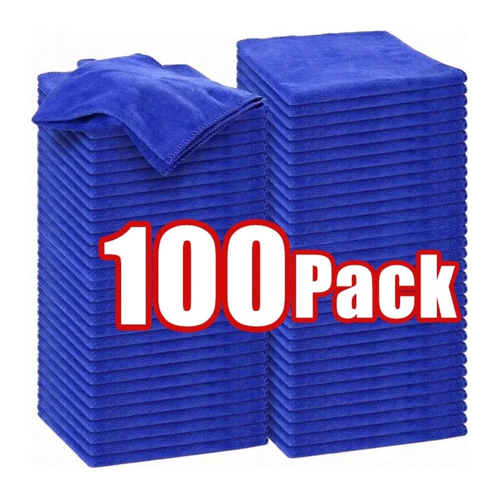 Super Absorbent Microfiber Cleaning Cloths - Lint Free Reusable Towels for Car Windows and Home Use Blue 100pcs — view 2
