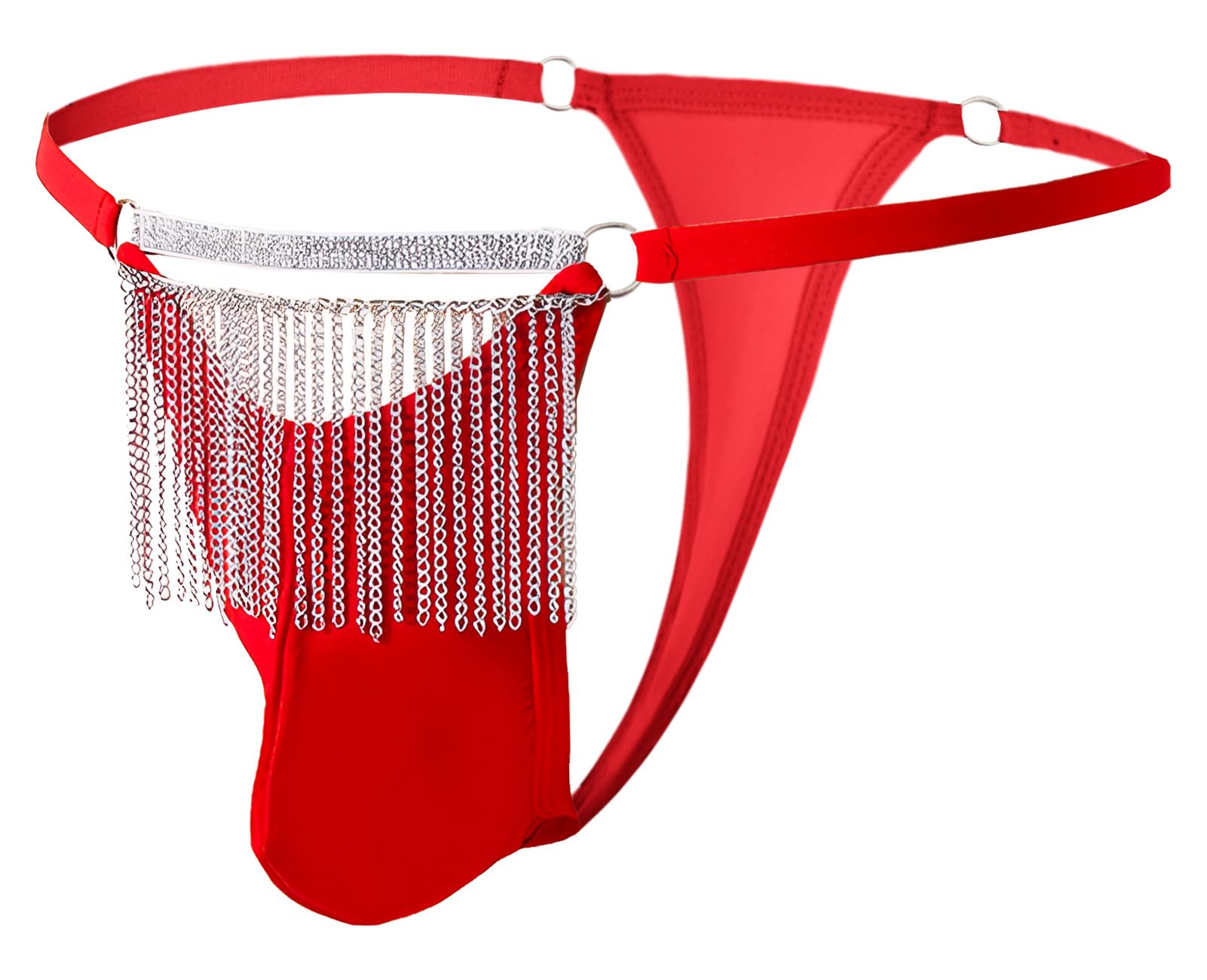 Mens Metal Tassels Thongs Sexy Shiny Strap G-Strings Low Waist Thong Panties
