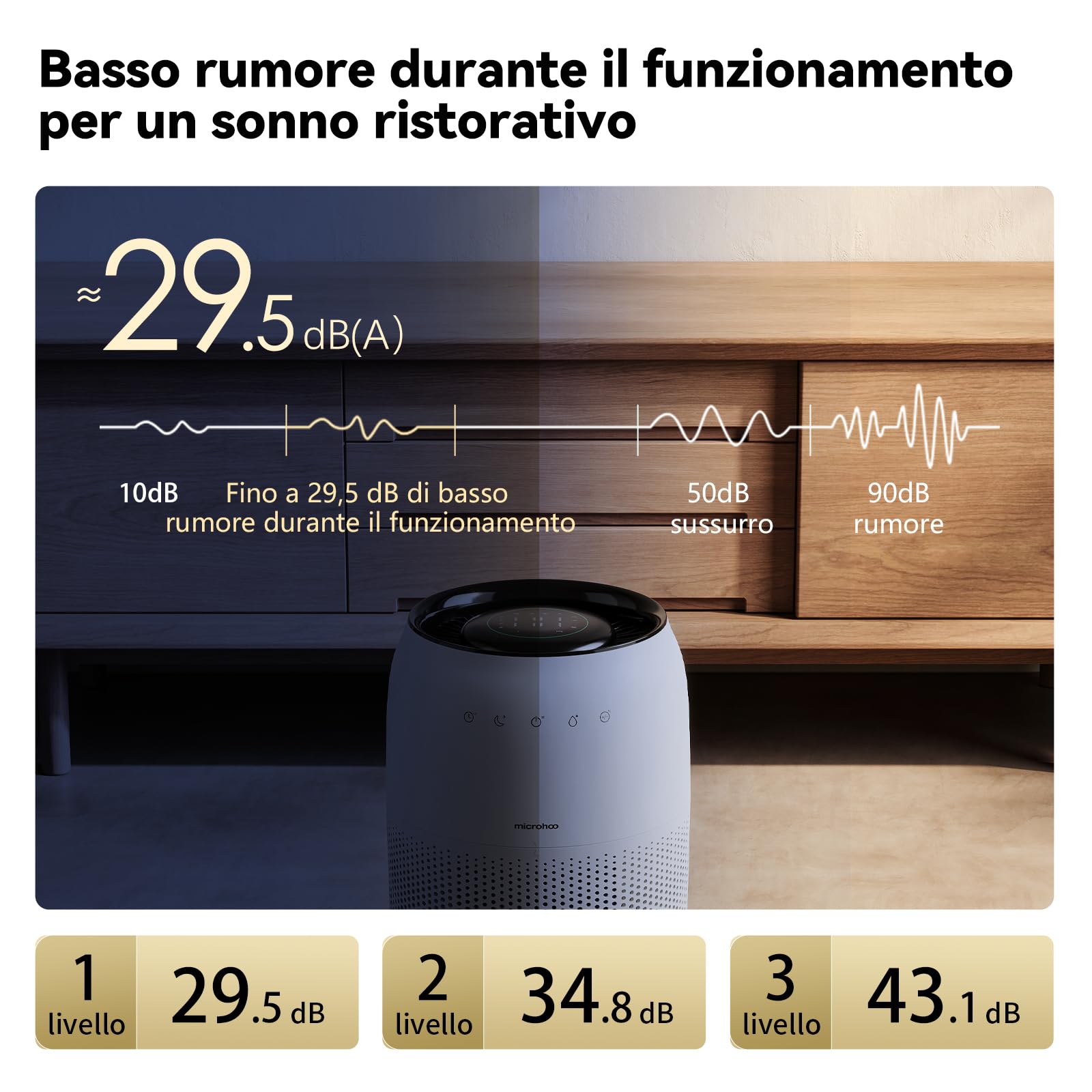 Umidificatore evaporativo a freddo, senza nebbia, senza nebbia, per chi soffre di allergie e incinte fino a 45 m², camera dei bambini, camera dei bambini, camera da letto, purificatore