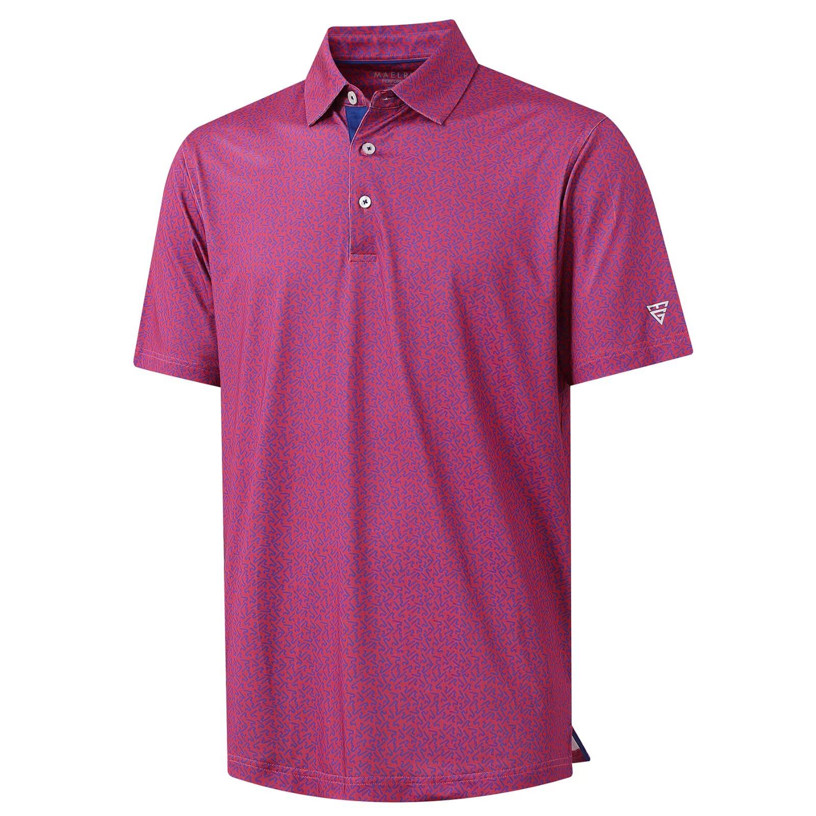 M MAELREG Mens Golf Shirt Short Sleeve Dry Fit Print Moisture Wicking Performance Patterns Collared Polo Shirt — view 19