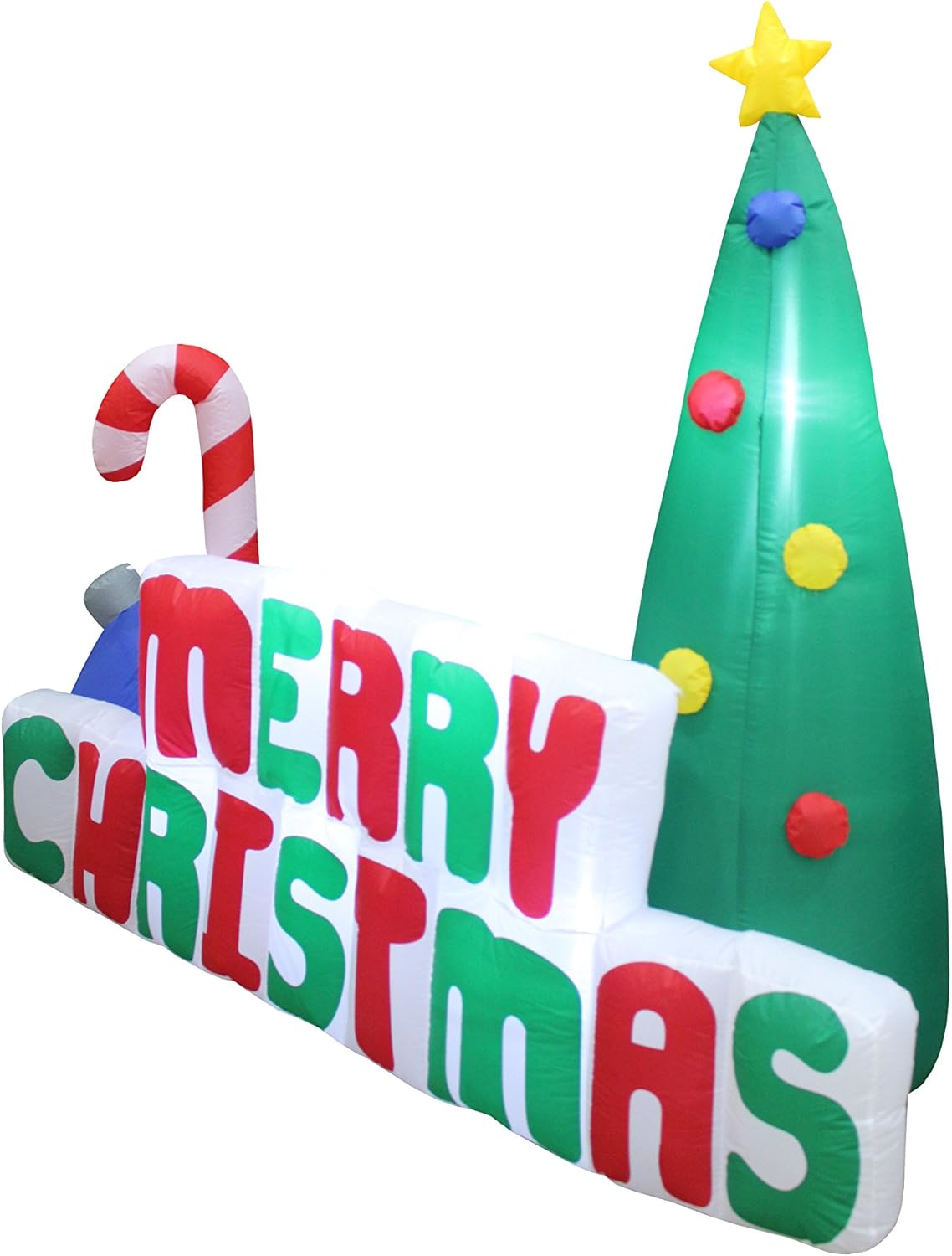 6 FT Tall Lighted Christmas Inflatable Candy-Cane Tree – Outdoor/Indoor Yard Blow-Up Holiday Decoration with Built-in LED Lights, Self-Inflating Blower & Weather-Resistant Material