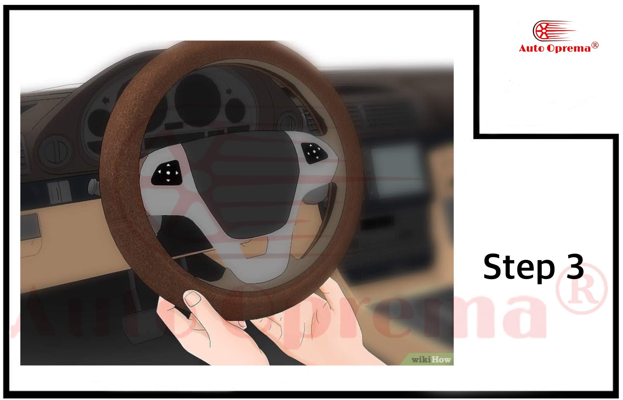 Auto Oprema® Car Grip Steering Wheel Cover - Leather, Breathable, Anti Slip (Black-Tan) Compatible With Grand Punto - Image 7 thumbnail