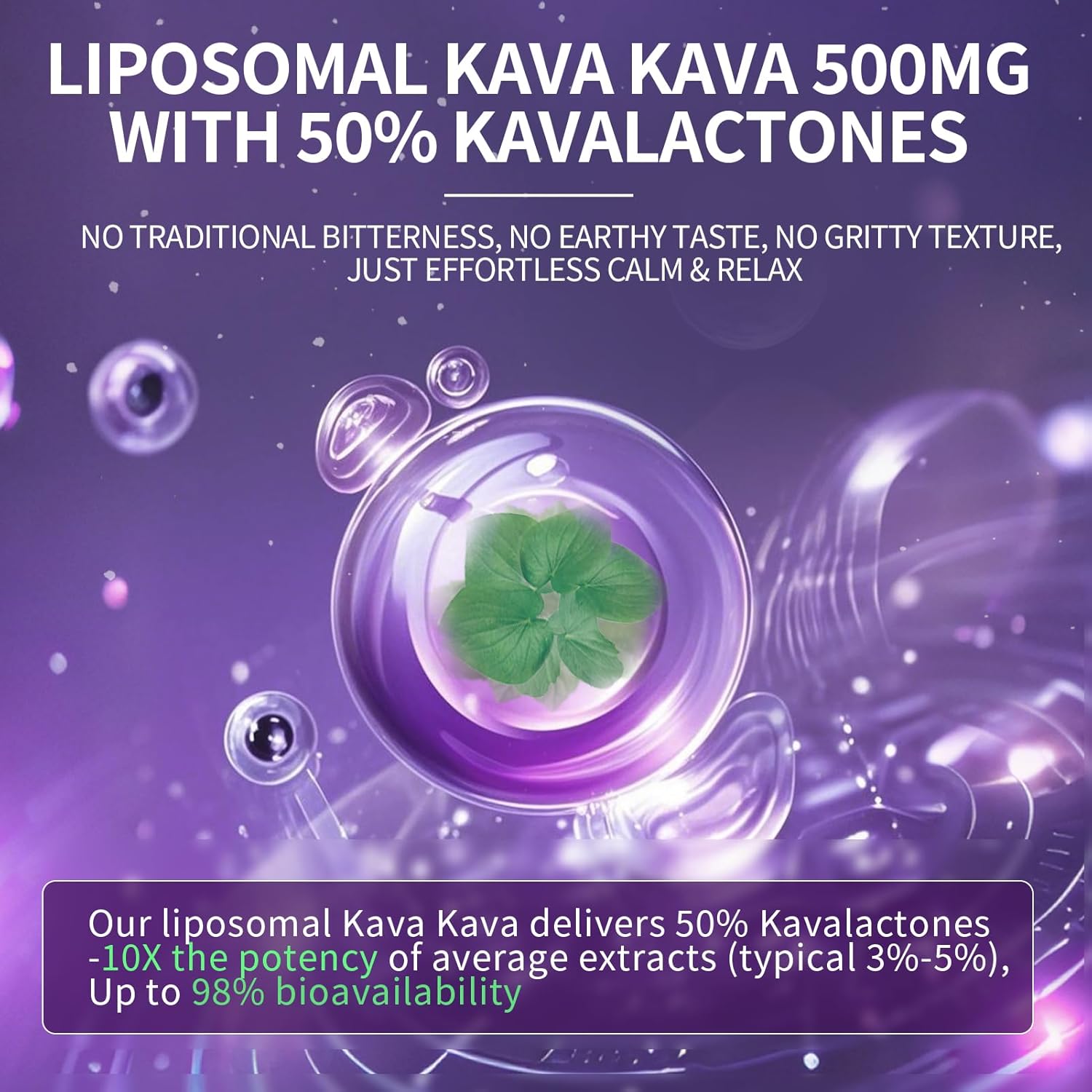 Kava Kava Root Extract Supplement - Liposomal Kava Capsules with L Theanine 200mg, 50% Kavalactones, Relax Calming Kava Extract, Vitamin B6, B12 - for Sleep, Mood, Cognitive & Immune Support, 60CT