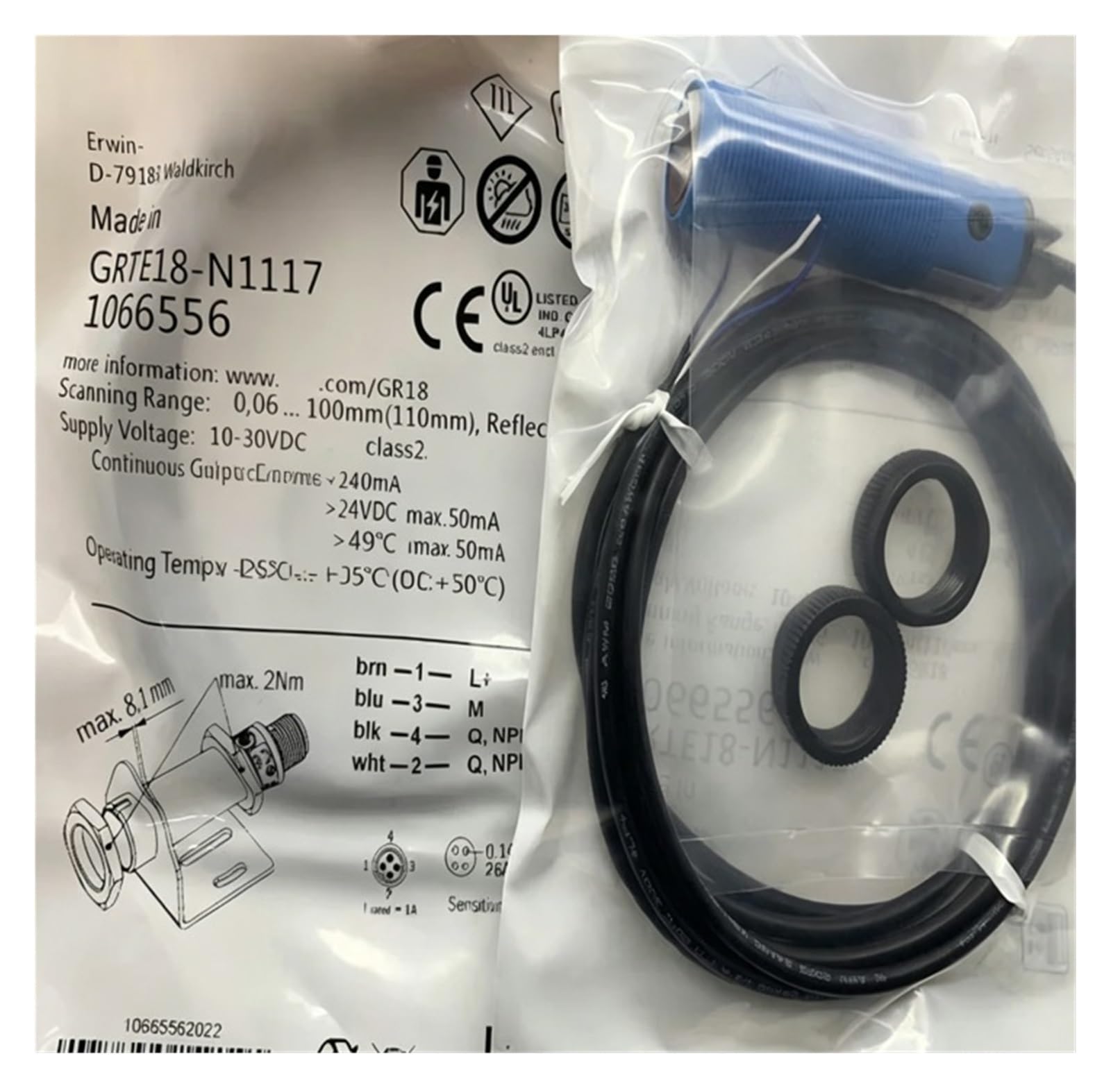 Capteur FA18/BP-OE détecteur de proximité cylindrique M18