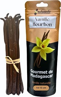 10 Bourbon Vanilla Bars from Madagascar, 14-15 cm, aromatic, soft & shiny, premium vanilla for baking & desserts, resealable zip pouch