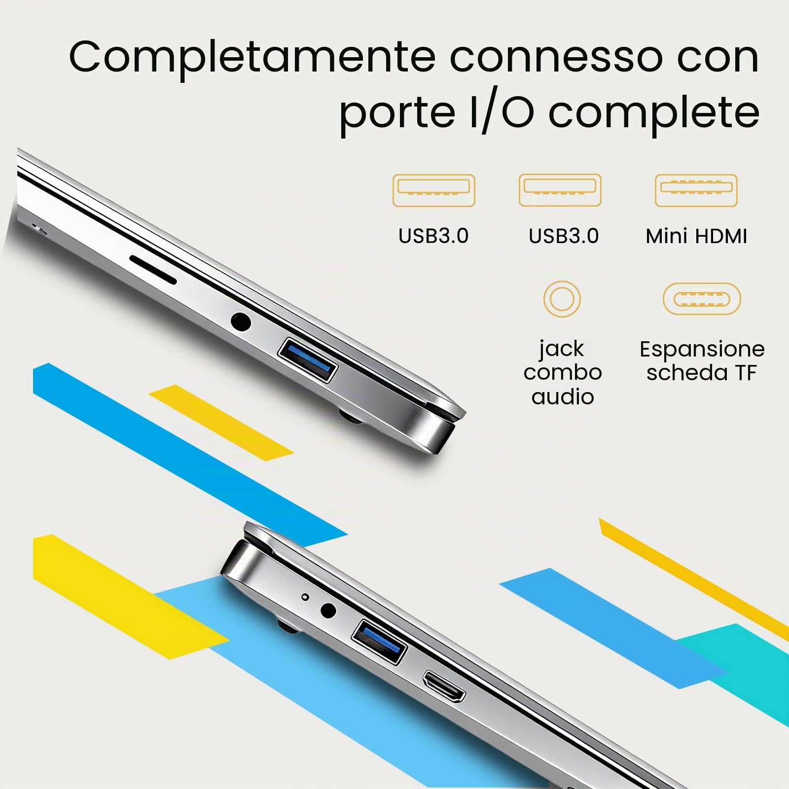Kayoote 2026 Laptop da 14,1 Pollici, Computer portatile, Portatile 8 GB RAM 128 GB SSD, Pentium N3710, Display HD Notebook Laptop, 180°Chiusura Aperta, 4000 mAh, WiFi5, Supports TF Cards