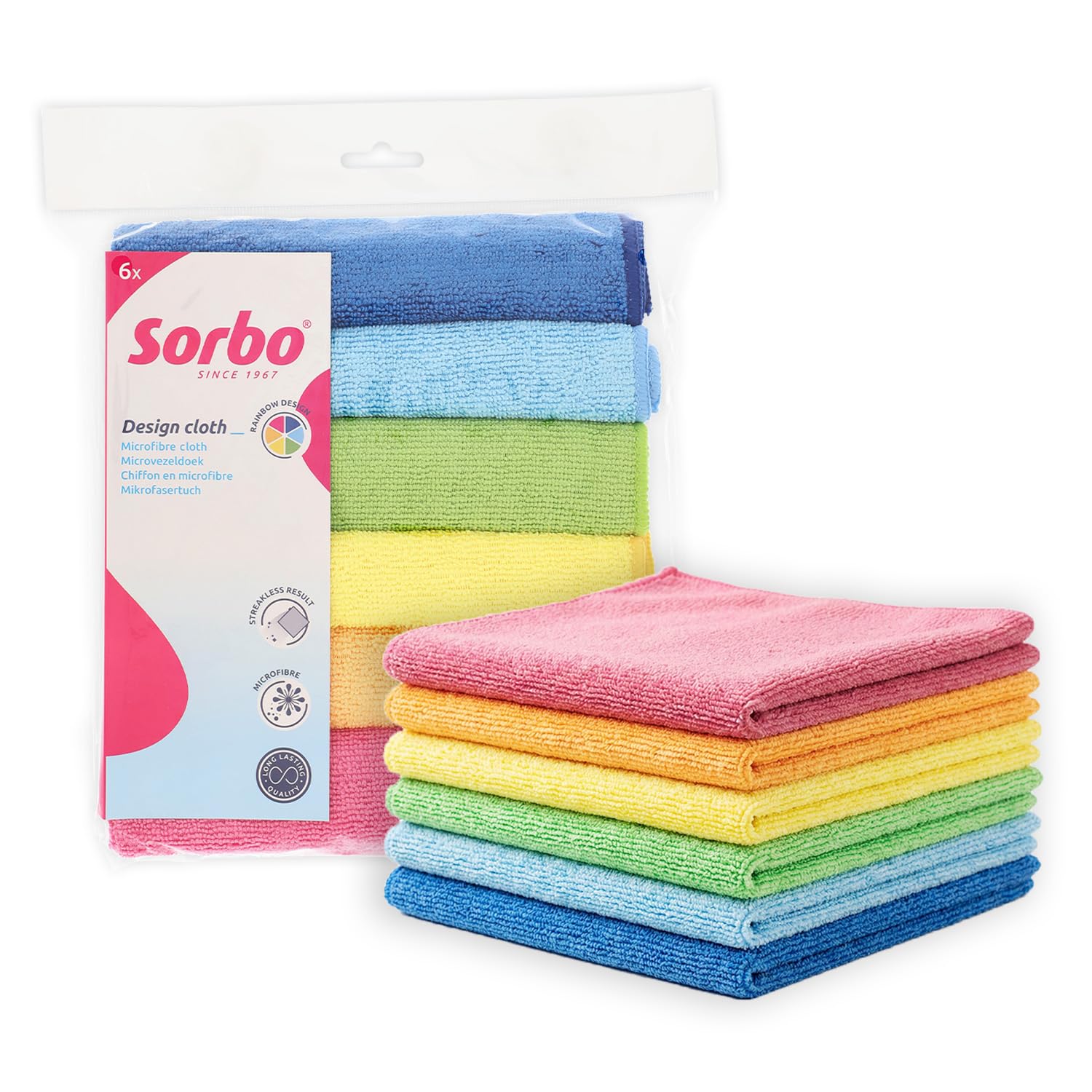 Pack of 6 Microfibre Cleaning Cloths, Multipurpose Cleaning Towels, Streak-free, Super Absorbent and Washable Cloth Duster Suitable for Car Cleaning, House, Kitchen, Windows, 40 x 40 cm