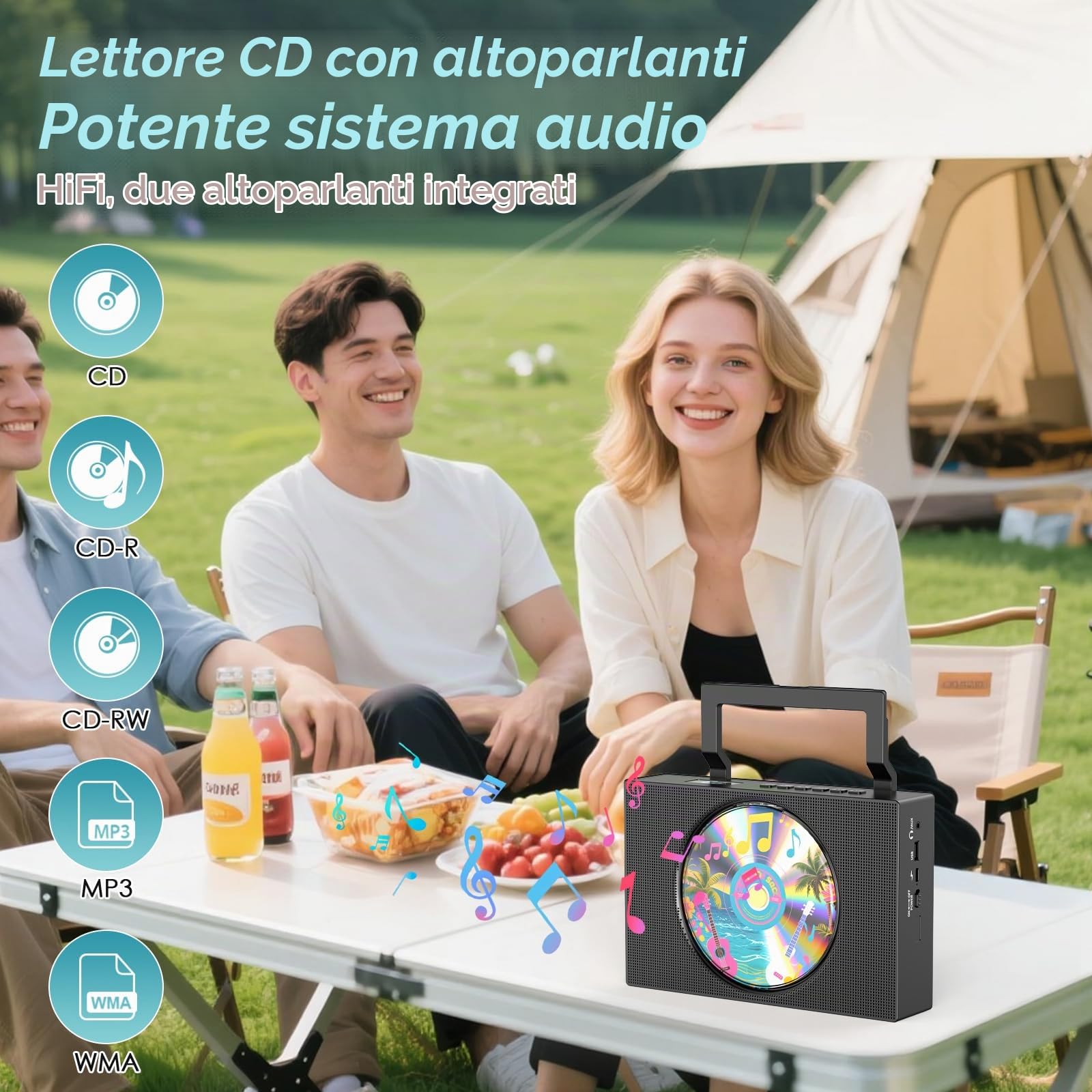 Gueray Lettore CD Portatile Bluetooth CD Player Hifi con display