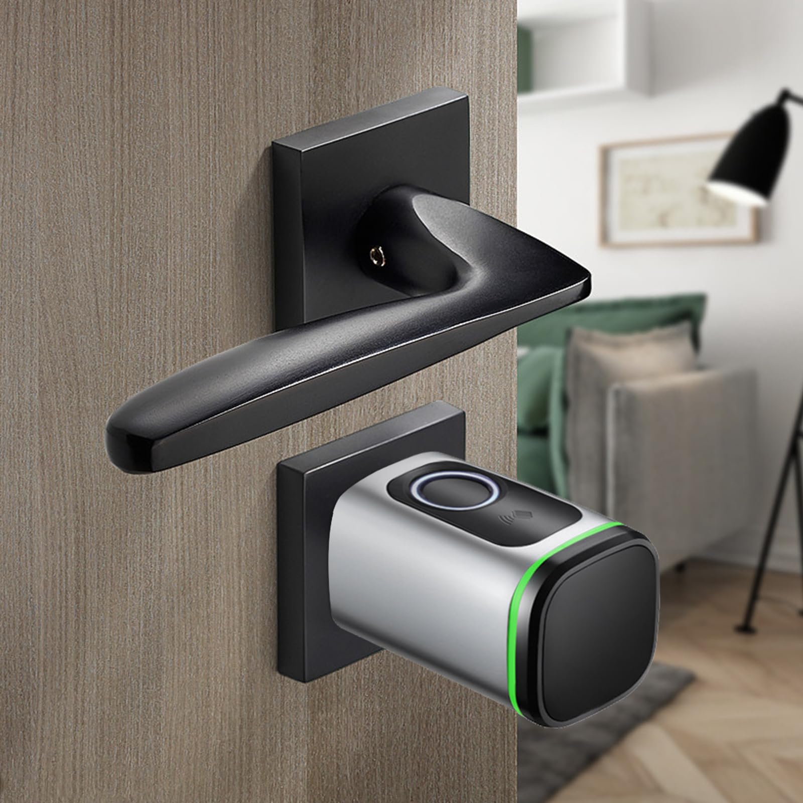 Türschloss Fingerabdruck, 60mm Smart Lock, Fingerprint Türschloss Zylinder Elektronisches Haustür mit Vier Arten der Öffnung, Elektronisches Türöffner Haustürschloss, Silber, für Wohnung, Hotel, Haus