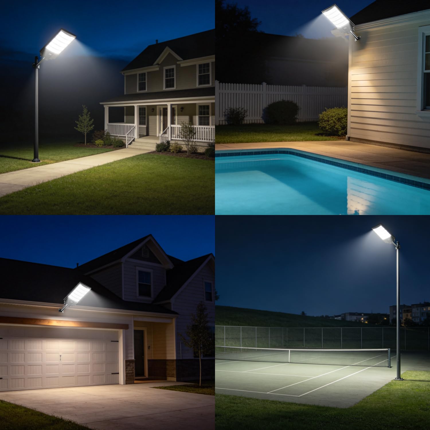 Lampione Solare LED Esterno 8000W Ultra Luminoso, Faretto Stradale IP66 Impermeabile con Sensore di Movimento e Telecomando, 6500K Lampioni Solari da Giardino Esterno per Strade, Cortili