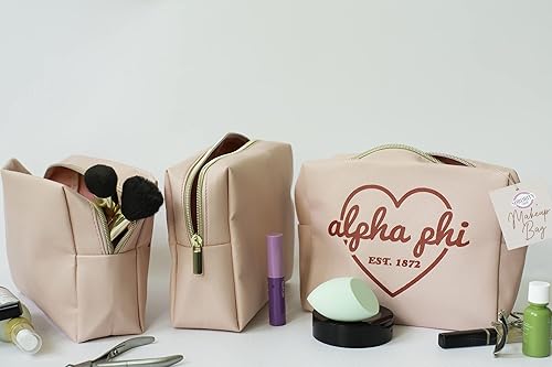 Miniatura 3 de Sorority Shop Alpha Chi Omega - Bolsa de maquillaje multiusos de piel sintética, resistente al agua, bolsa de viaje de maquillaje con diseño con