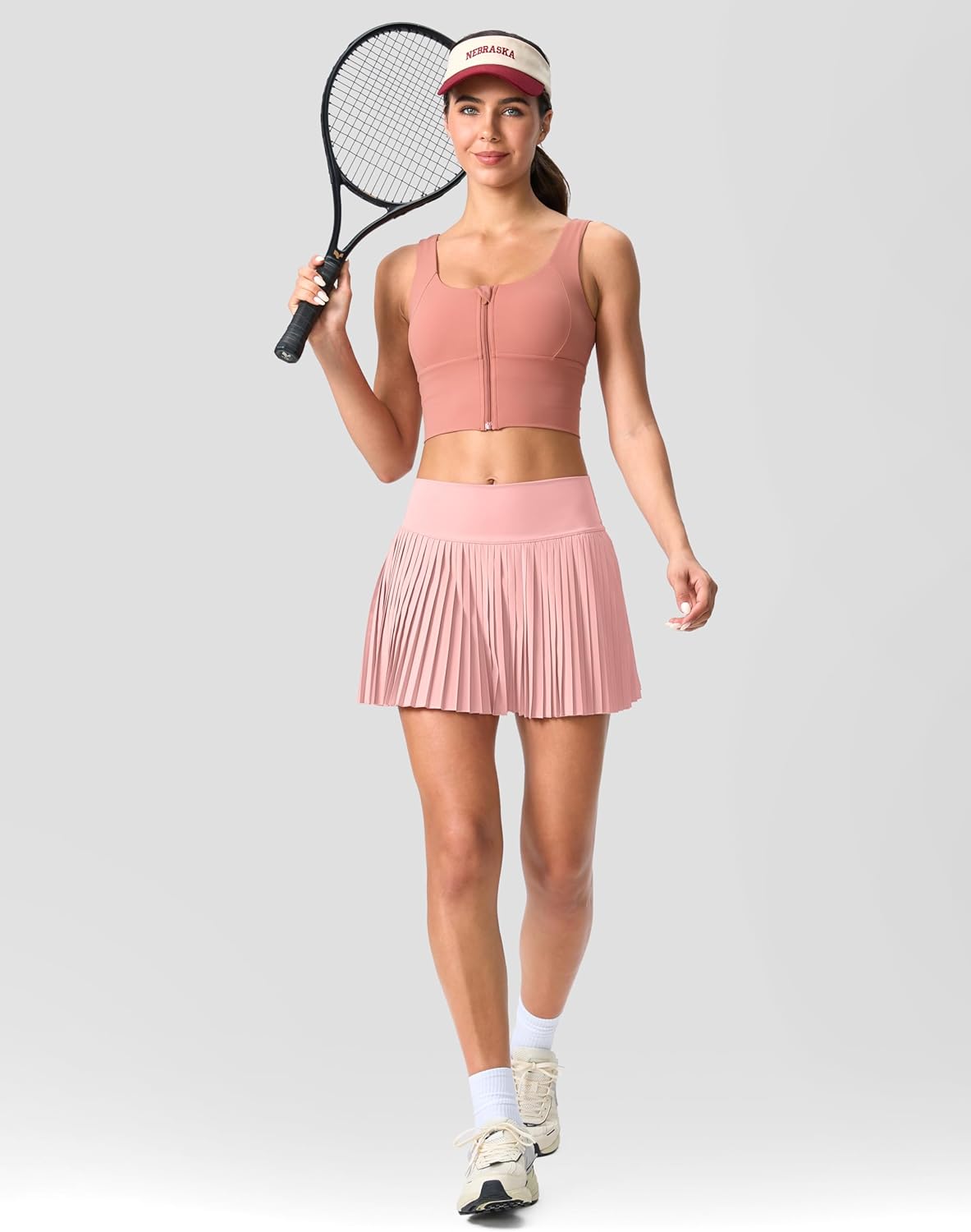 SANTINY Womens Pleated Tennis Skirt with Built-in Shorts & Pockets