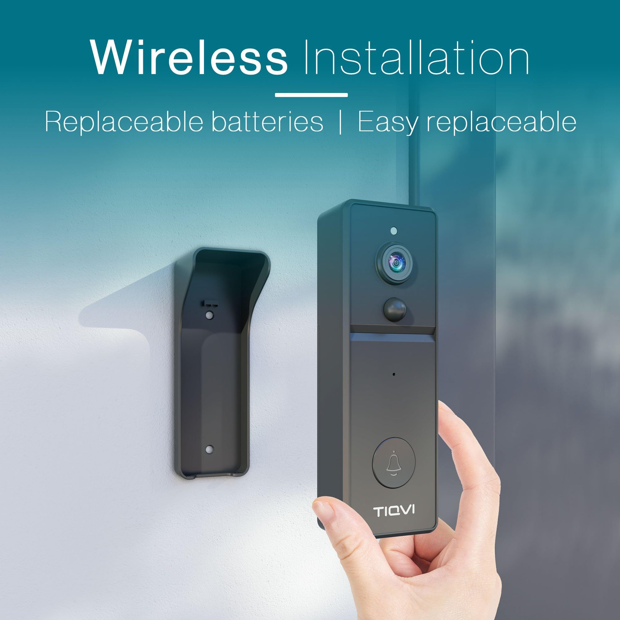 Videocitofono Smart Senza Fili, WiFi, Full HD 1080P, Rilevamento Movimento, Audio Bidirezionale, Visione Notturna, USB Chime Incluso