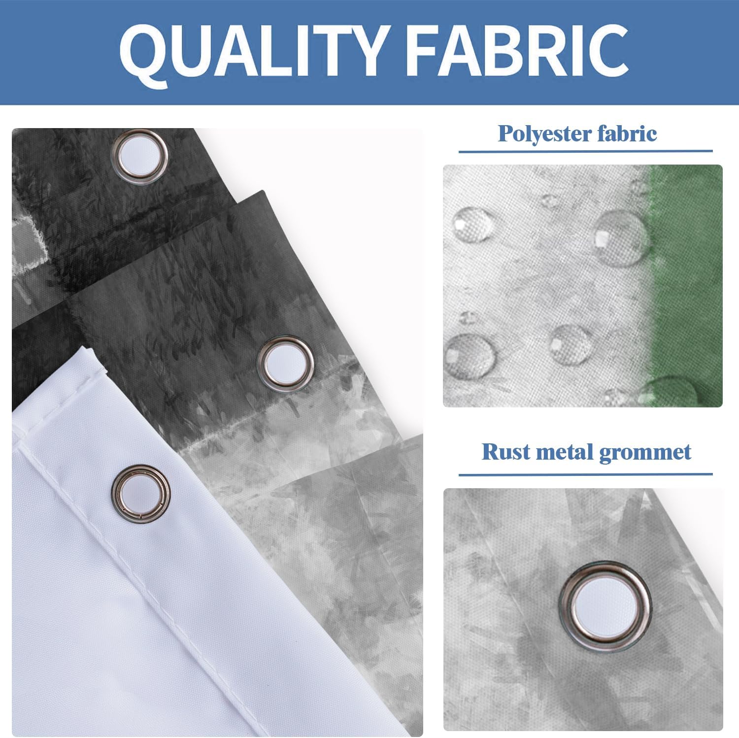 AAtter Green Shower Curtain Black And White Sage Grey Gray Abstract Modern Dark Mens Boy Teen Olive Emerald Plaid Checkered Dark Home Bathroom Decor Bathtub Set With 12 Hooks, 60X72 Inch, Contemporary - Image 4