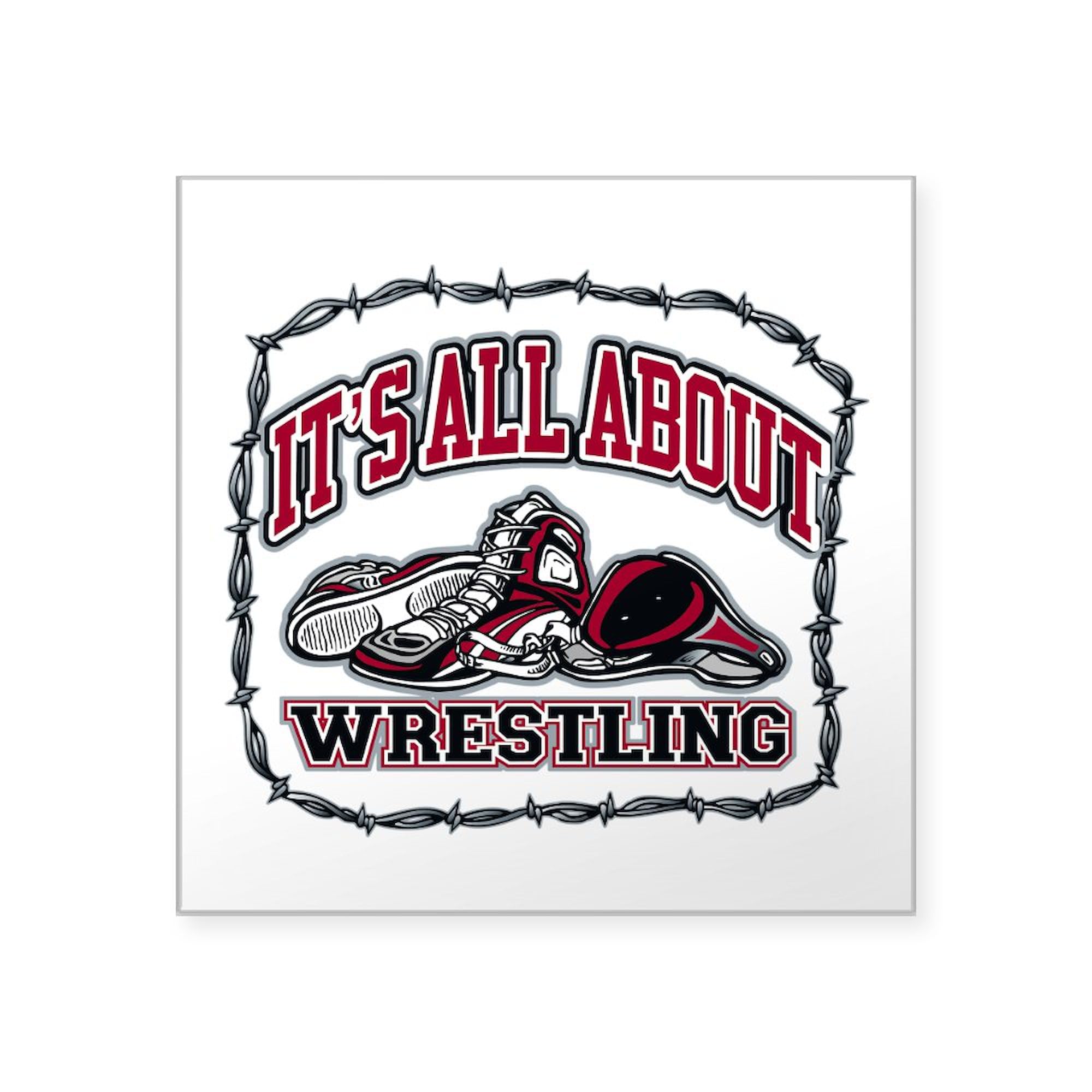 CafePress It's All About Wrestling Square Sticker 3 X 3 Square Bumper Sticker Car Decal