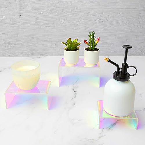 Miniatura 5 de Elevadores de exhibición de acrílico iridiscente arcoíris (juego de 6)