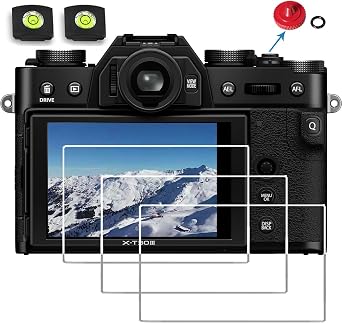 X-T30 III Screen Protector for Fujifilm Fuji X-T30 III,Anti-scratch Tempered Glass Hard Film Red Metal Shutter Release Button level cover