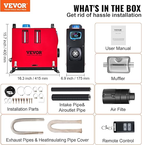 Miniatura 60 de VEVOR Calentador de aire diésel, calentador diésel todo en uno de 12 V 8 KW, calentador de estacionamiento diésel con control remoto y silenciador