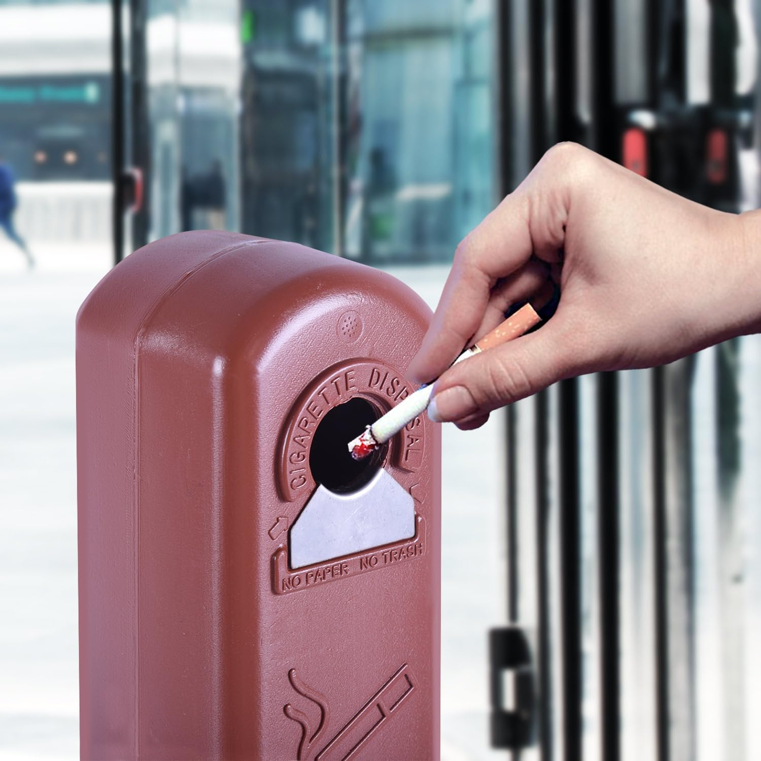 Standing Cigarette Butt Receptacle, Outdoor Ashtray Can with Flame-Retardant Polyethylene Housing, Safe Cigarette Butt Disposal for Home Décor, Public Building (4Gal-4Pack-Coffee)