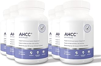 Papillex AHCC Supplement - Maximum Strength - Natural Immune Support Extract - Maintains Natural Killer Cell Activity - 20+ Human Research Studies - 60 Veggie Capsules (6 Pack)