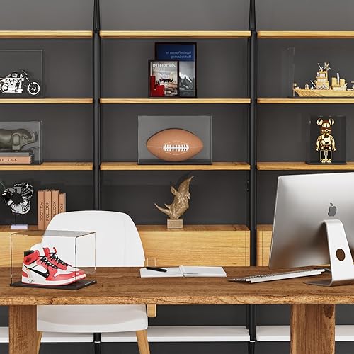 Miniatura 2 de Exhibidor de acrílico transparente para juguetes coleccionables, caja acrílica de montaje a prueba de polvo con base de madera negra y cuentas de