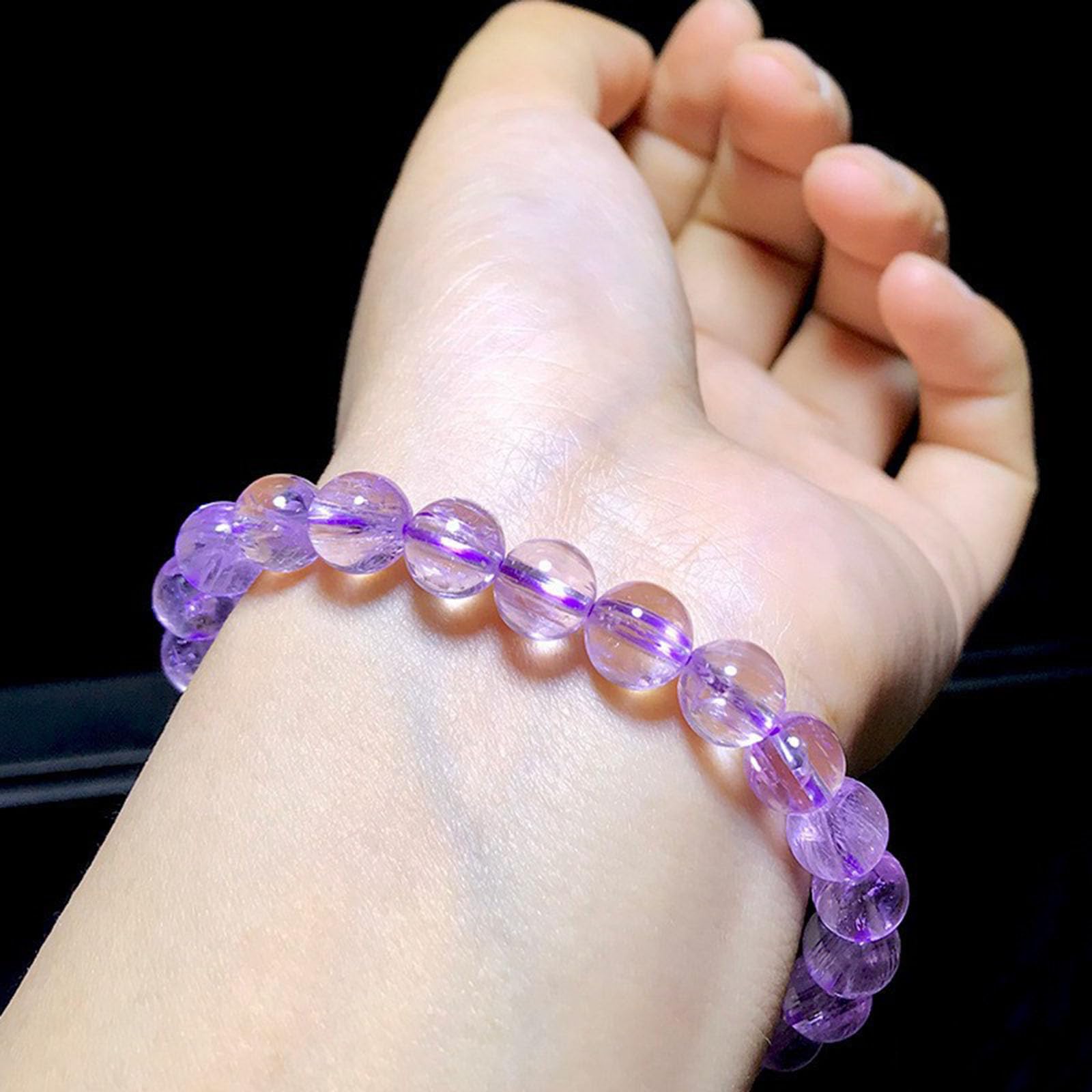 7mm, Pulseras de Kunzita para Mujer, Pulseras de Cuentas de Chakras, Cristales Naturales y Piedras curativas, Joyas, Pulseras de Cristal Morado, Regalos de joyería