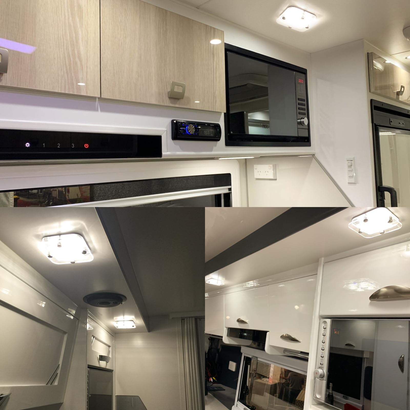Dream Lighting Éclairage LED 12V pour Camping Car, 9X9CM 1,8W Lumière Chaude 3000K, Lampe 12v avec Interrupteur pour Camping Car RV Bateau Fourgon Aménagé Design en Acrylique