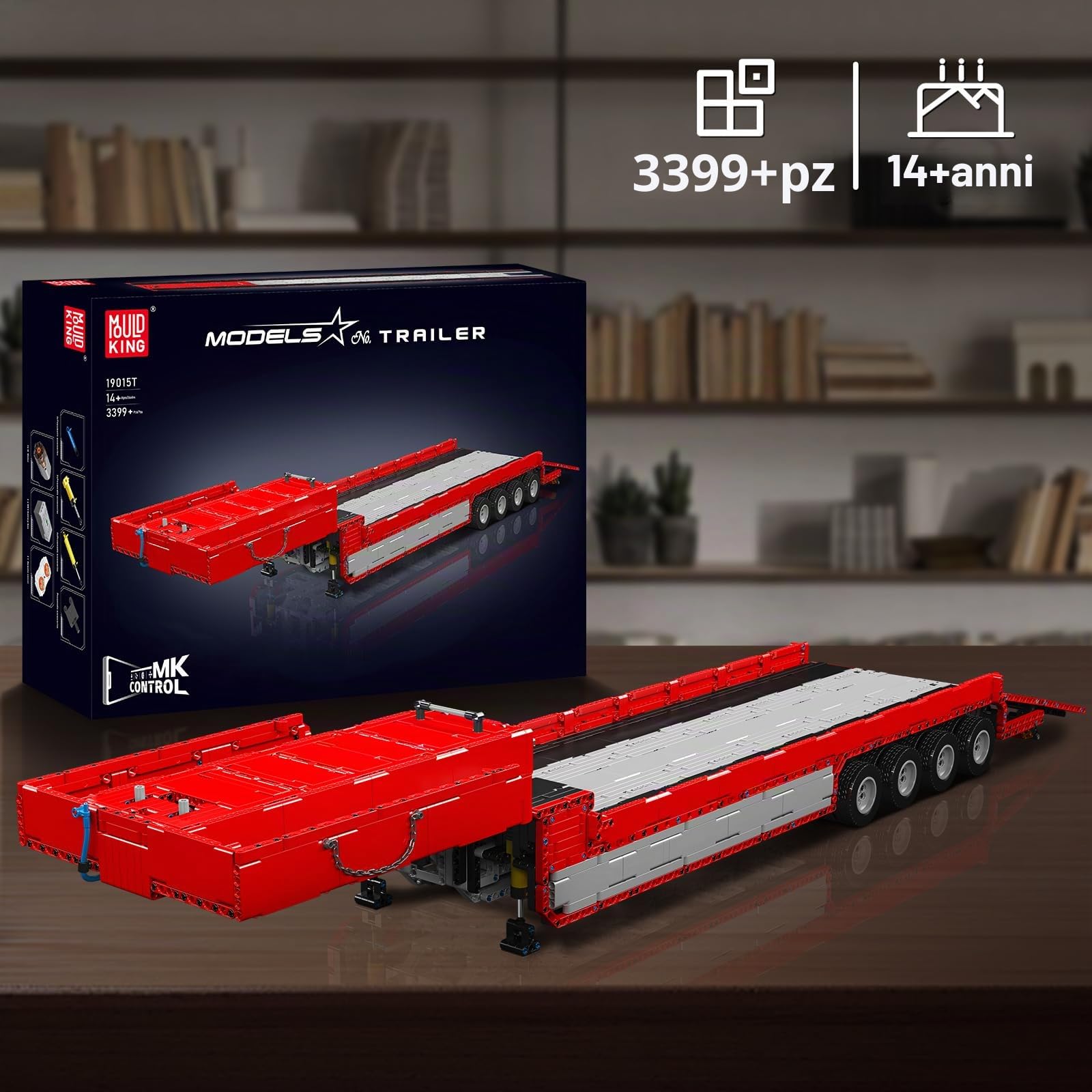 Mould King 19015T Kit di Blocchi di Costruzione per Trattore e Rimorchio, Serie di Ingegneria Mobile