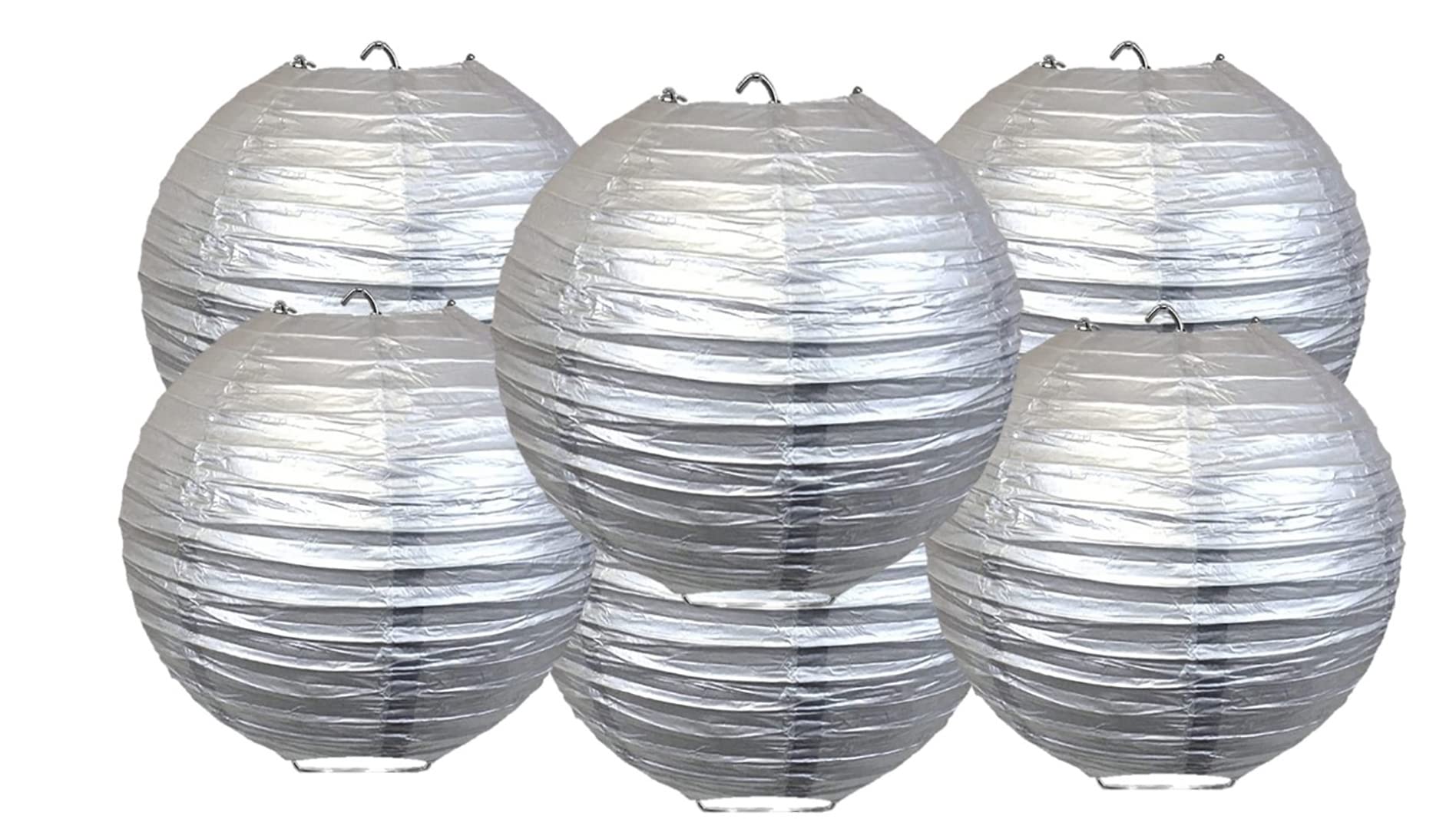 Paper Lanterns Mix Color Packs of 6 Round Paper Lanterns Lampshade (All Ivory/Cream, 12" (30 Cm)) — view 30