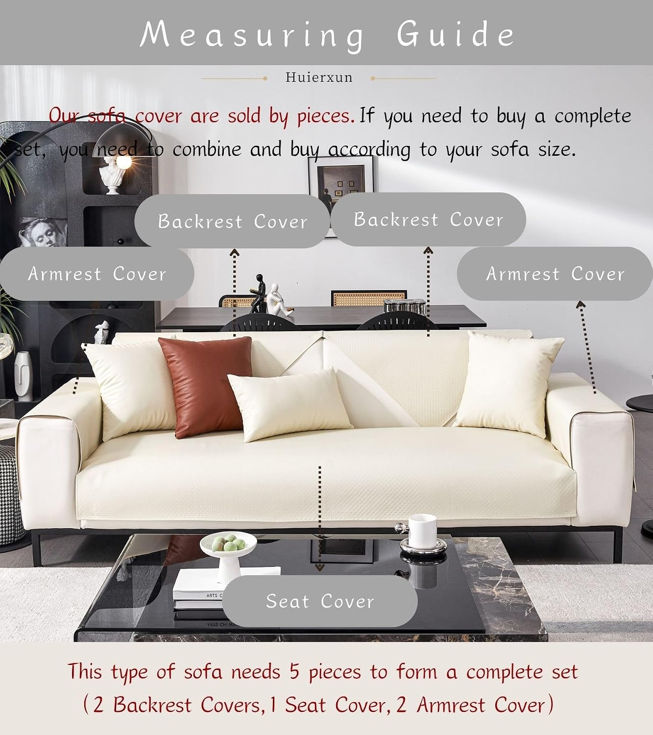 100% Waterproof PU Leather Couch Cover for Dogs Wipeclean Non Slip Sofa Cover Vintage Faux Leather Sectional Couch Cover Sofa Slipcover Furniture Protector for Kids Pet (Cream,36"x47")