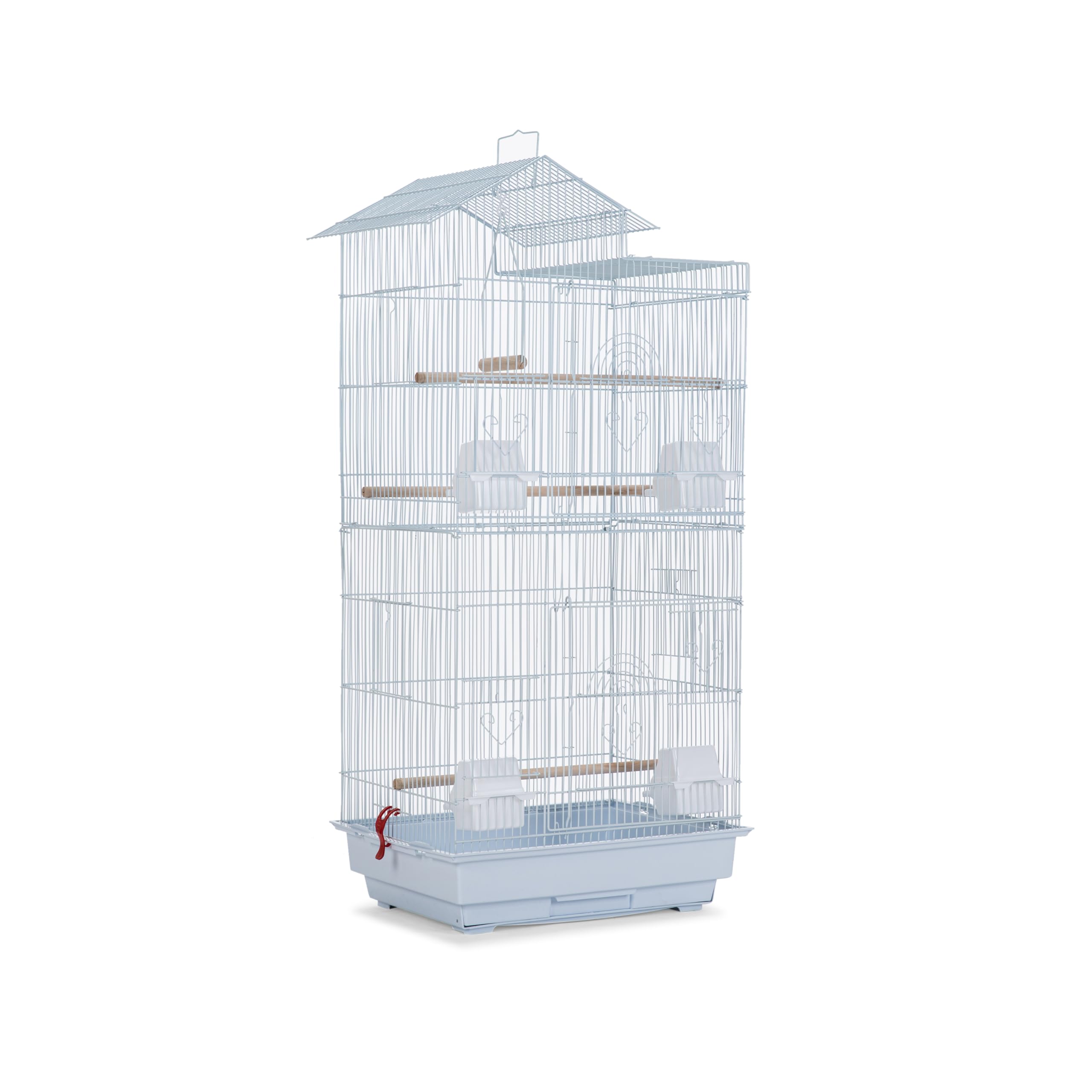 Egardenkart 39-Inch Roof-Top Large Flight Bird Cage for Small Quaker Parrots, Cockatiels, Sun Parakeets, Green Cheek Conures, Budgies, Finches, Lovebirds, and Canaries. Perfect for Pet Birds! (White)
