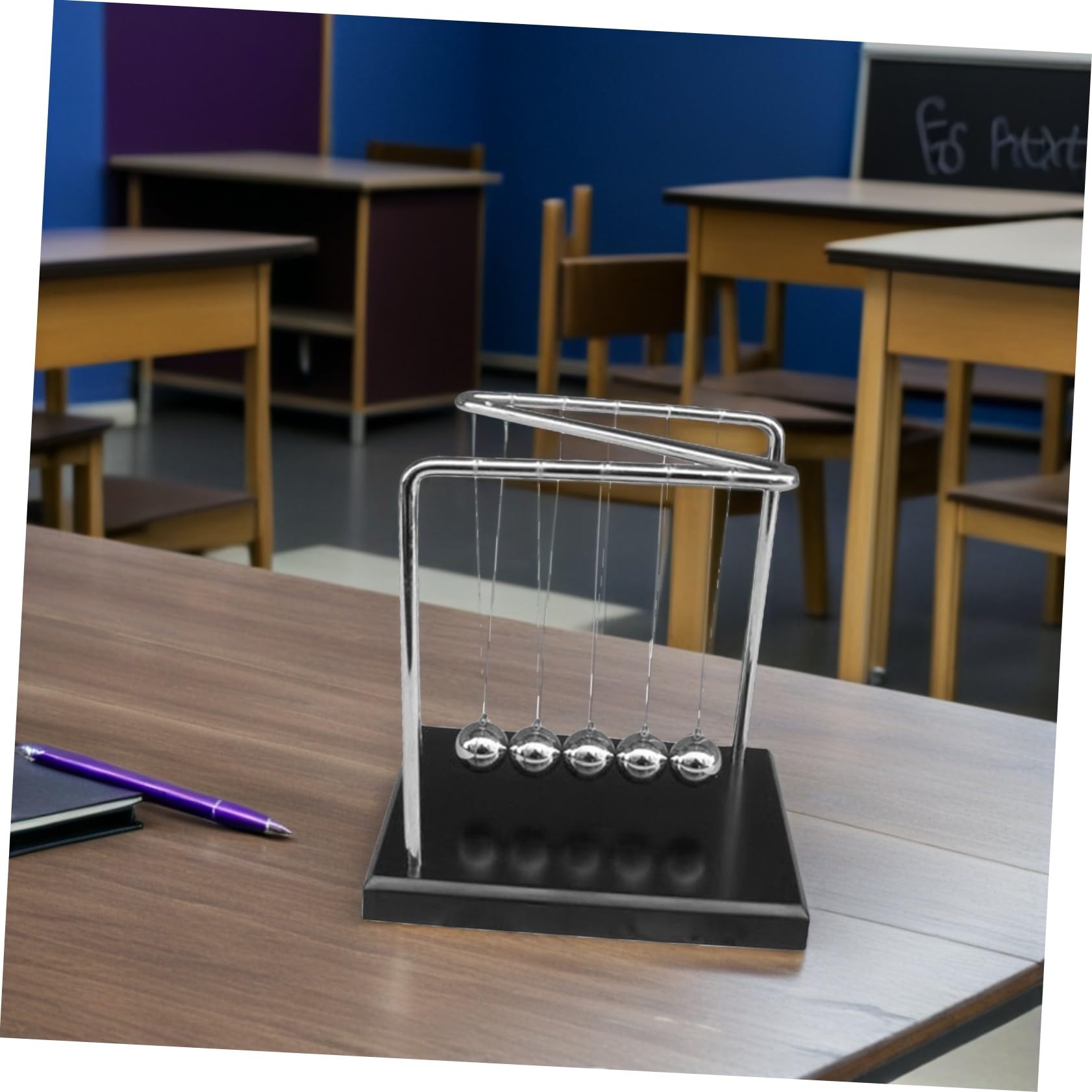 Mikinona Pendule Newton Z Bois Massif Jeu de Billes Oscillantes pour Expérience Physique Décoration Scientifique de Bureau Outil Éducatif de Mouvement Cinétique et Détente