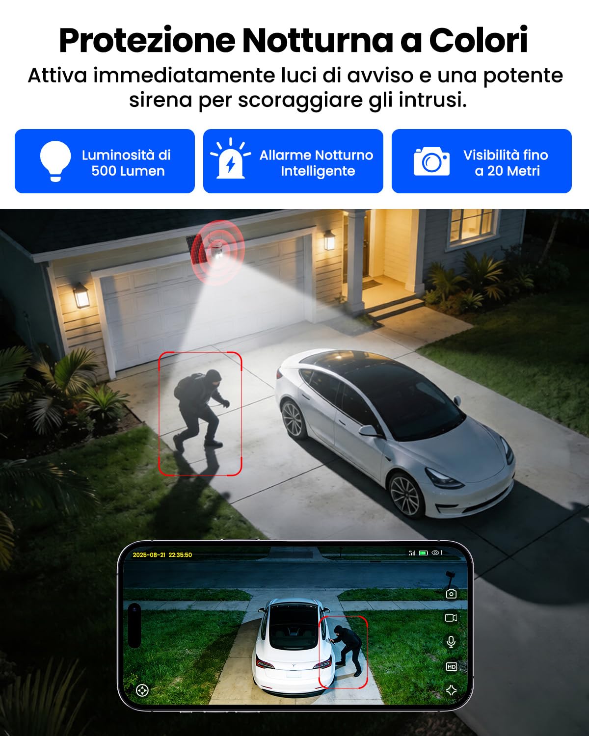 UCOCARE Telecamera 4G da Esterno con SIM, 4MP Telecamera Solare con SIM | Pannello Solare 8W, Batteria 15000mAh, 360° PTZ, Rilevamento Movimento AI, Visione Notturna a Colori con 14 Luci, IP67