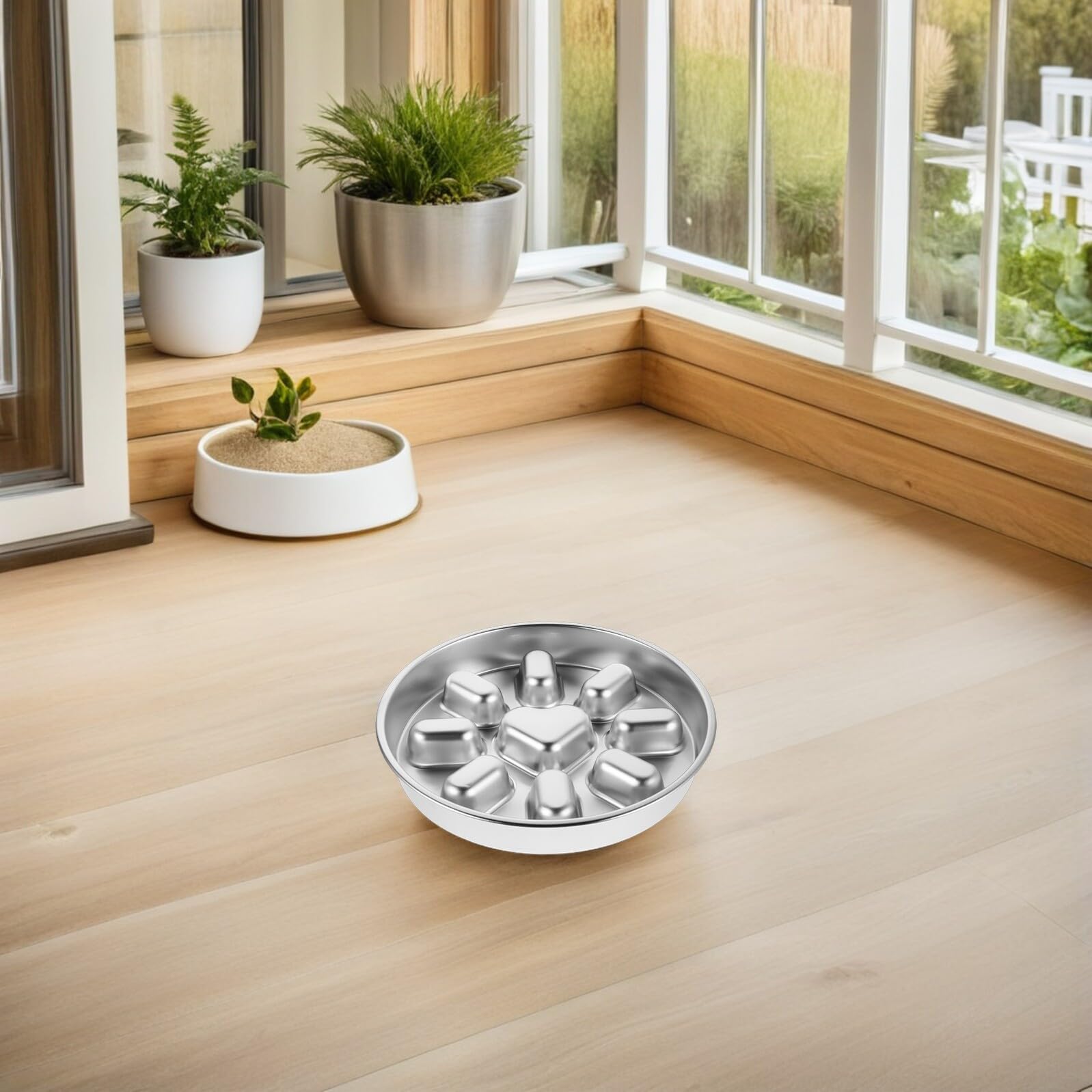 ARTIBETTER Ciotola per Alimentazione Lenta per Cani in Acciaio Inox 304 Antiscivolo Piatto Slow Feeder a Labirinto per Cuccioli e Cani di Piccola Taglia Mangiatoia Resistente per Prevenire