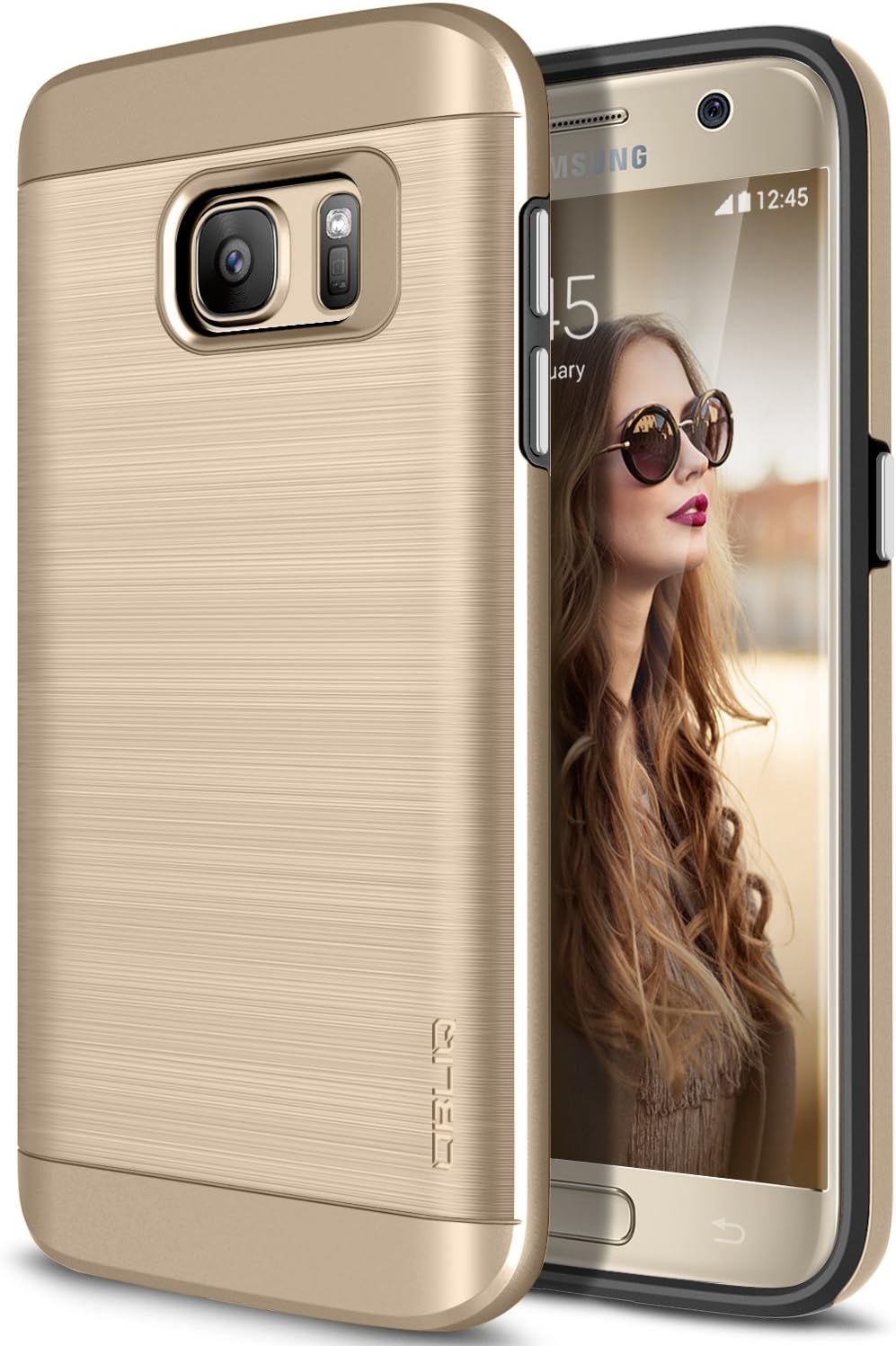 Obliq Galaxy S7 Case, [Slim Meta] Slim Fit Premium Dual Layer Protection Case with Metallic Brush Finish Back with Shock Absorbing TPU Inner Layer for Samsung Galaxy S7 (Champagne Gold)