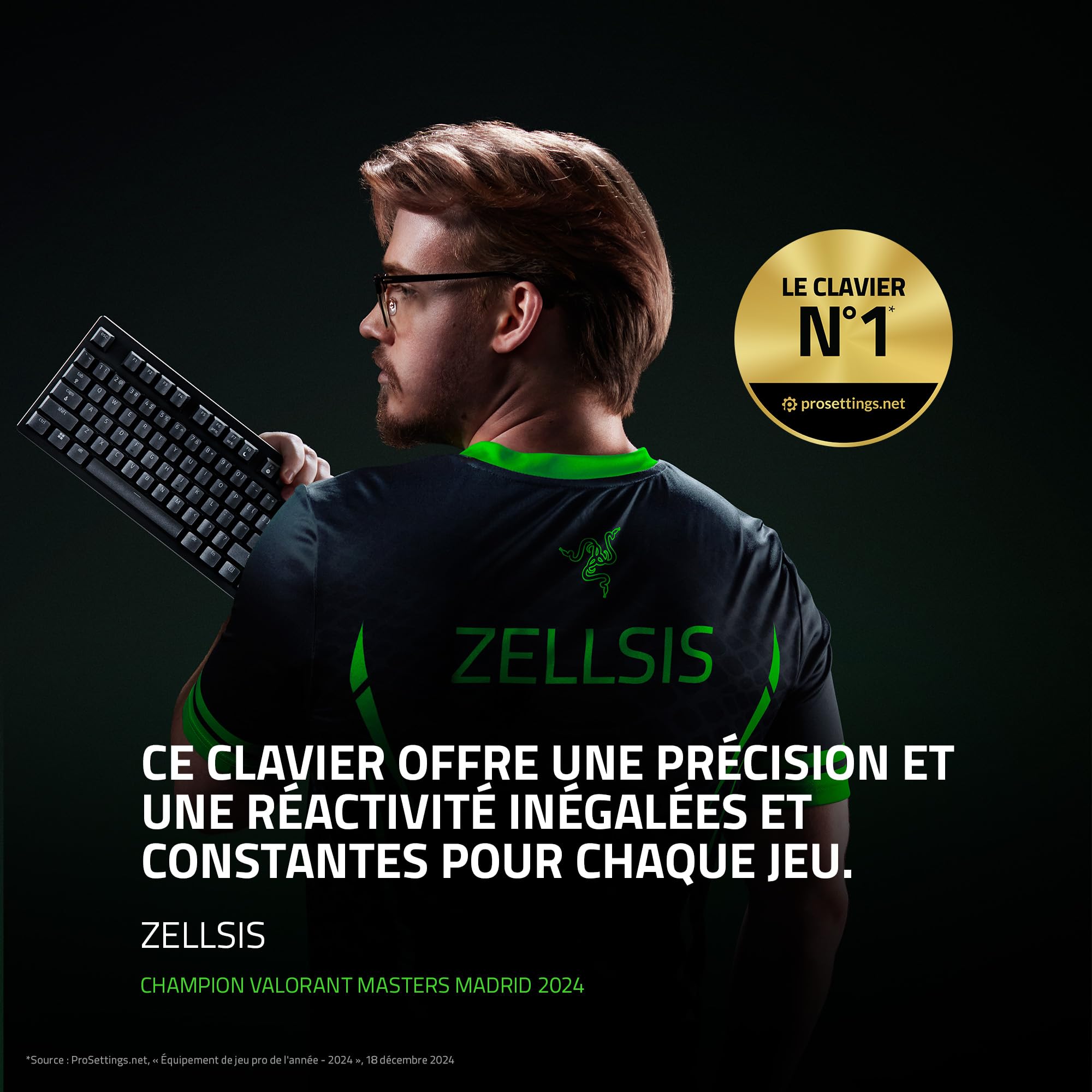 Razer Huntsman V3 Pro TKL (Switches Analog) - Clavier Gamer Tenkeyless (Switches Optiques Analogiques réglables de 0,1 à 4,0mm, Déclenchement Rapide, Touches en PBT Doubleshot) Clavier AZERTY| Noir