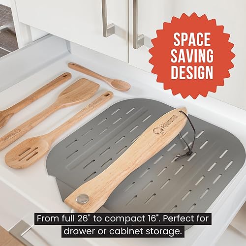 Miniatura 6 de Chef Pomodoro Pala de pizza de metal de aluminio con mango de madera plegable para un fácil almacenamiento, espátula de pizza, paleta de pizza