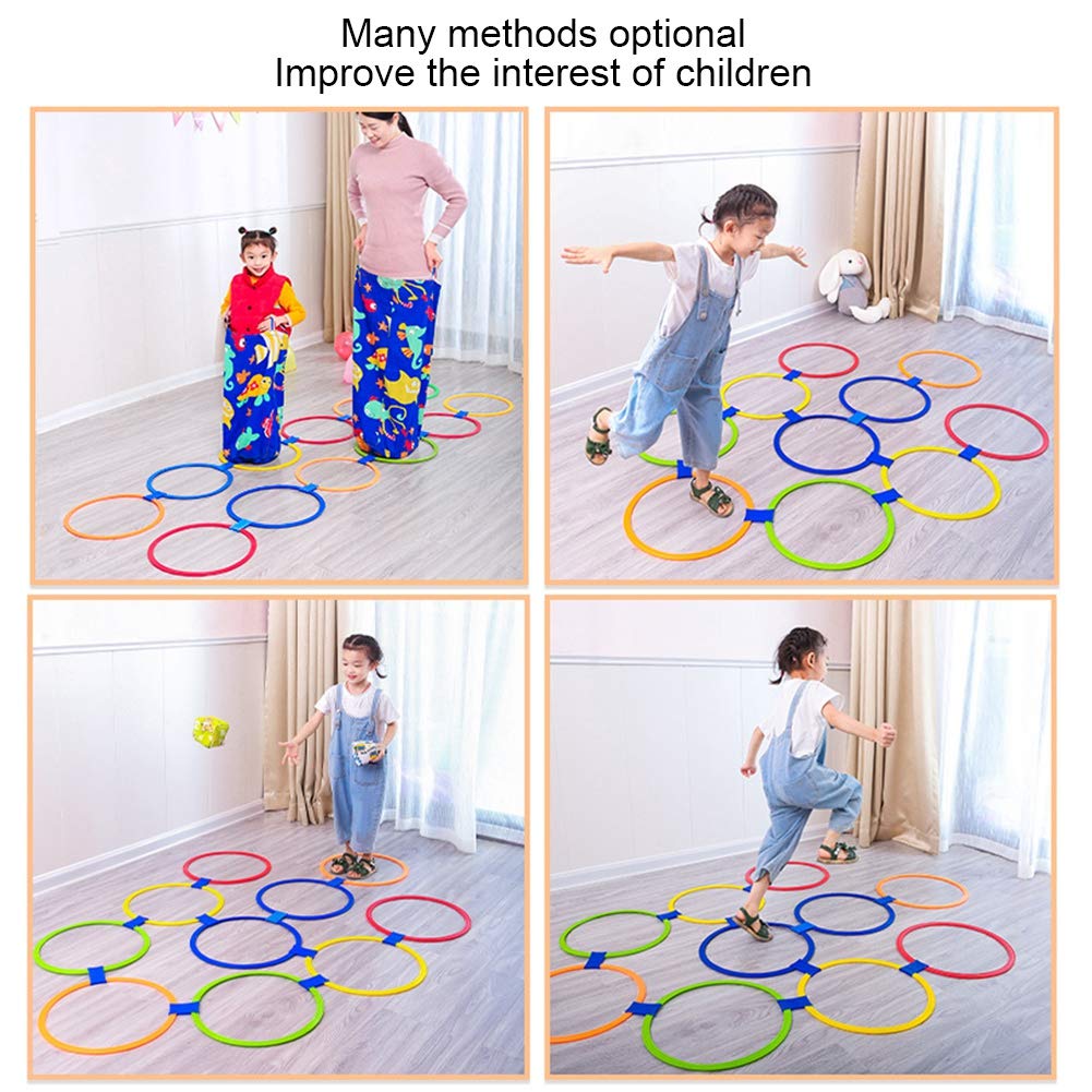POENVFPO Speed-Agility-Trainingsringe-Set, 10-teilig, Übungs-Speed-Ring, Kreis, Springreifen, Werkzeug für Kinder, Outdoor-Sport (29 Cm/11,4 Zoll Durchmesser)