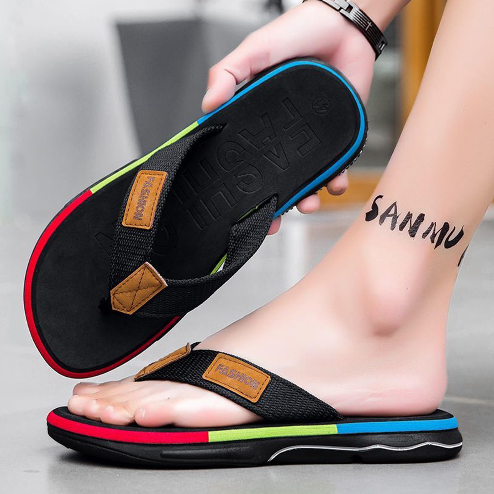 Chanclas antideslizantes para hombre, cómodas, para caminar, para interiores y exteriores - 3