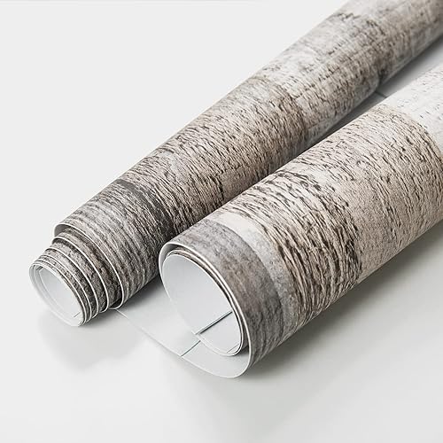 Miniatura 90 de Yun-aeon Natural Wood-Dark Grey Wood Contact Paper Peel and Stick Wallpaper 17.3"x 80"Self Adhesive Removable Vintage Faux Wood Wall Paper Plank