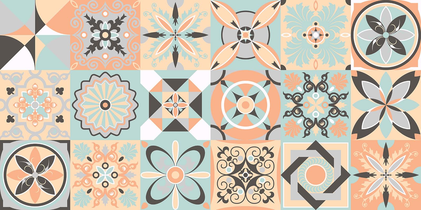 Lumalea Adesivo per cucina, effetto piastrelle di cemento, 3617689950150, adesivo + protezione opaca, 90 x 180 cm