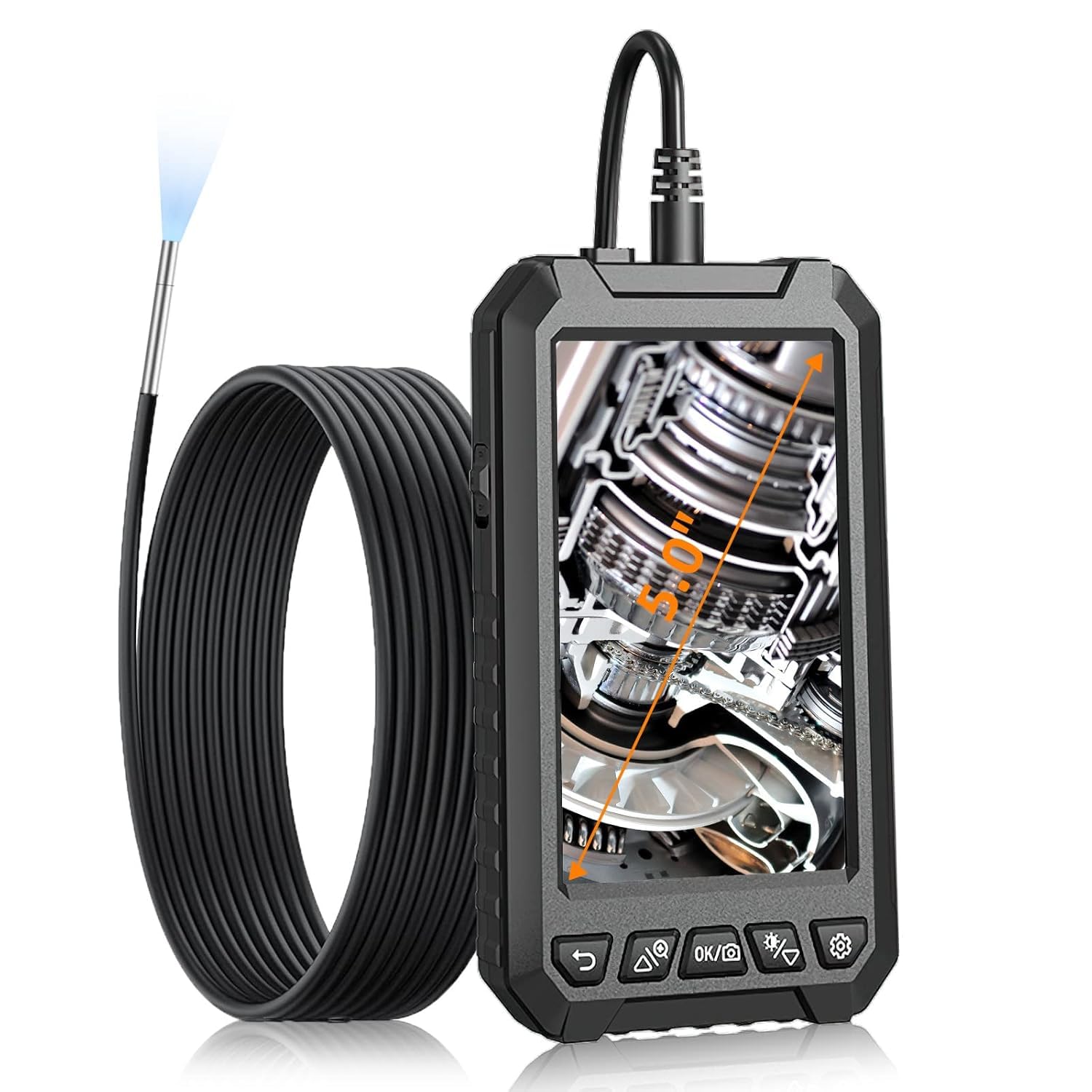2026 Upgraded 1080P Endoscope Camera, 5" IPS Screen, 3.9mm Borescope with 6.5ft Semi-Rigid Cable, Waterproof, Black-picture-21